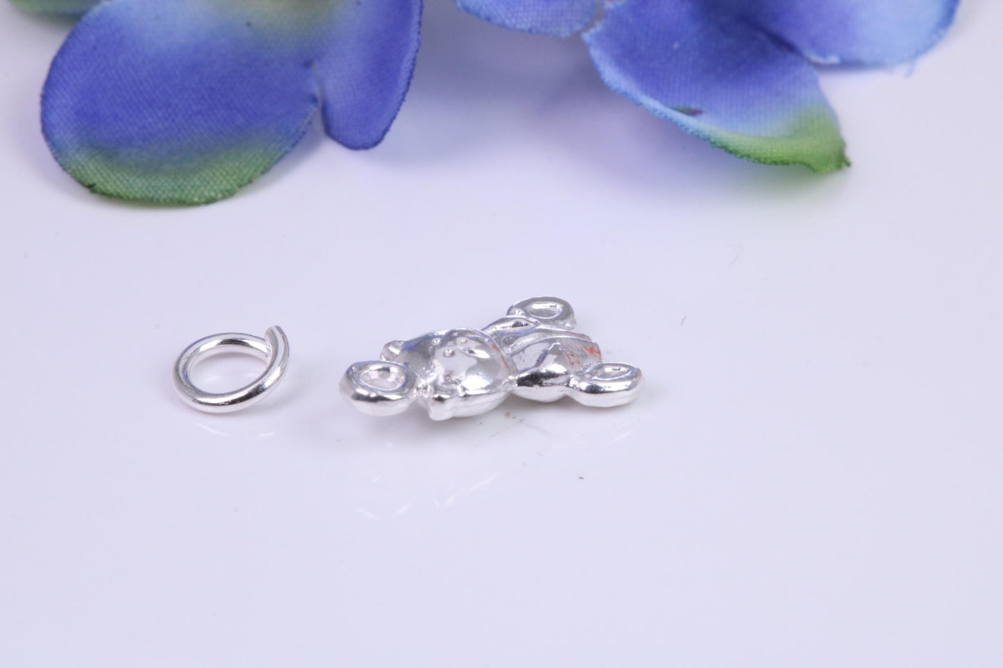 Teddy Bear Charm, Traditional Three Dimensional Charm, Made from Solid Cast Silver
