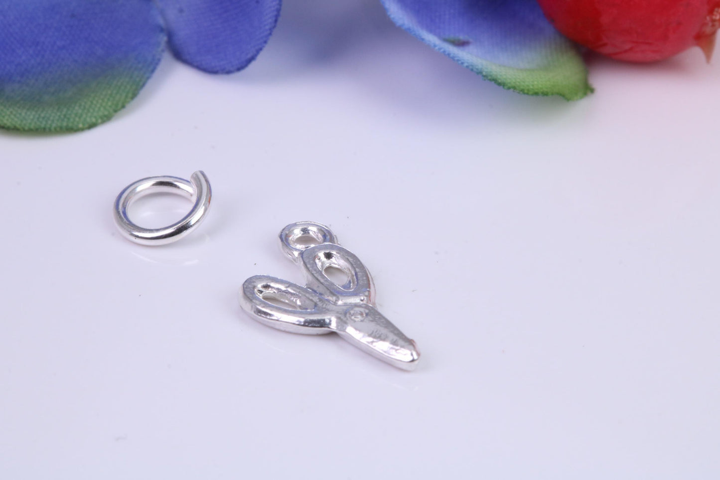 Scissor Charm, Traditional Three Dimensional Charm, Made from Solid Cast Silver