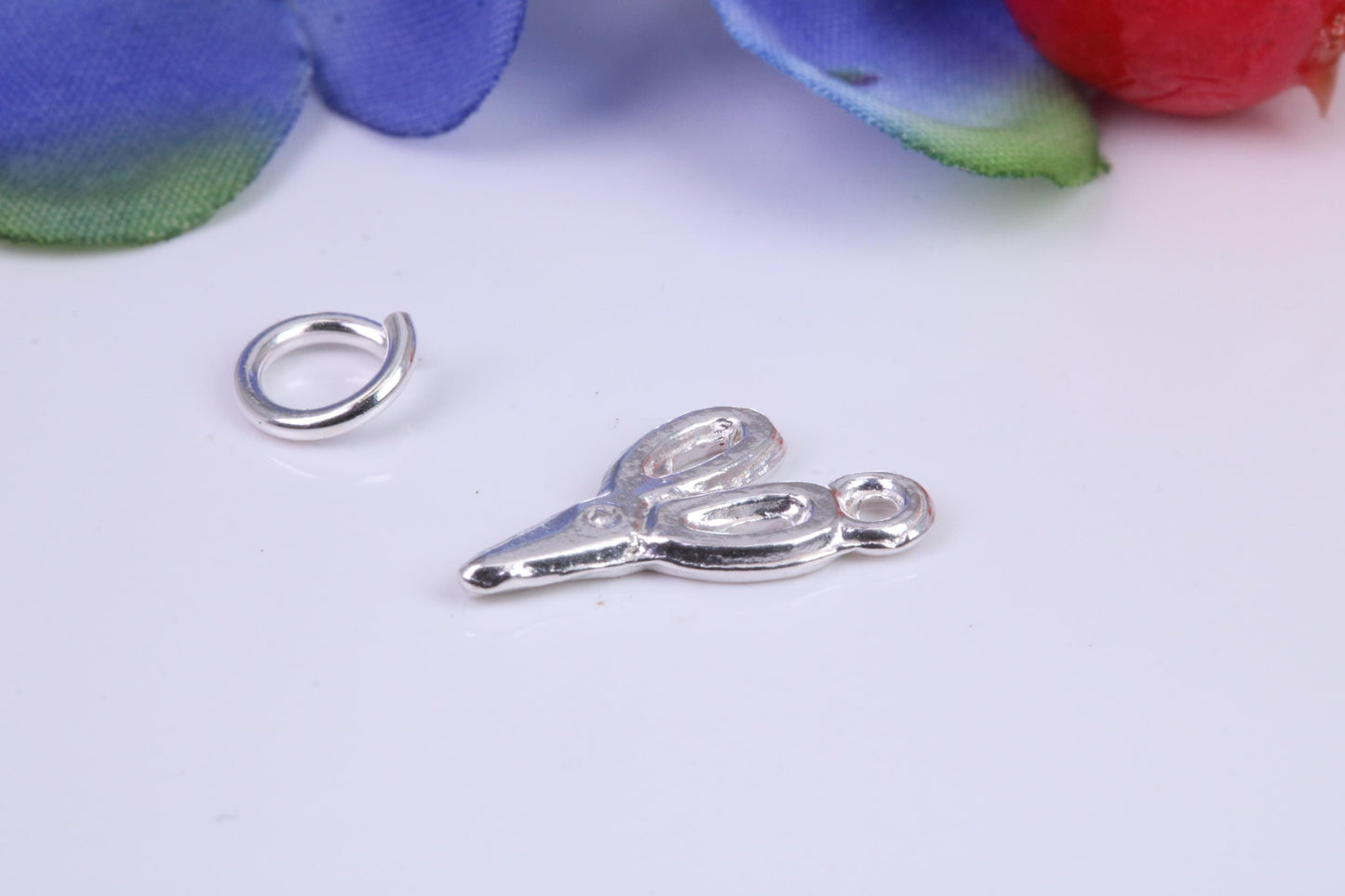 Scissor Charm, Traditional Three Dimensional Charm, Made from Solid Cast Silver