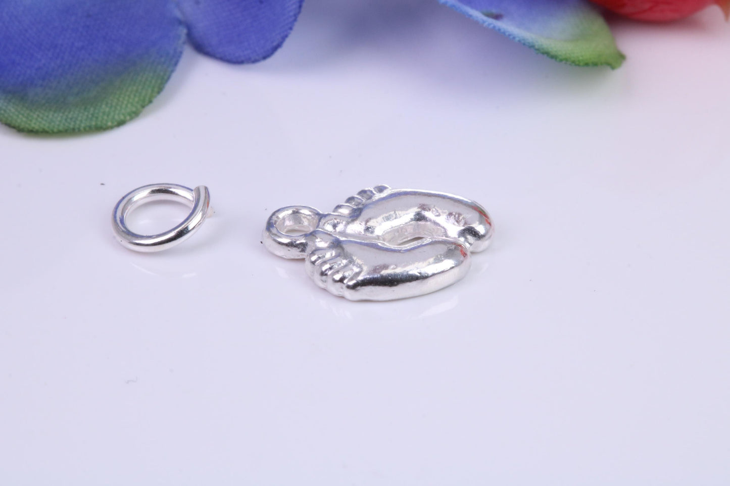Feet Charm, Traditional Charm, Made from Solid Cast Silver