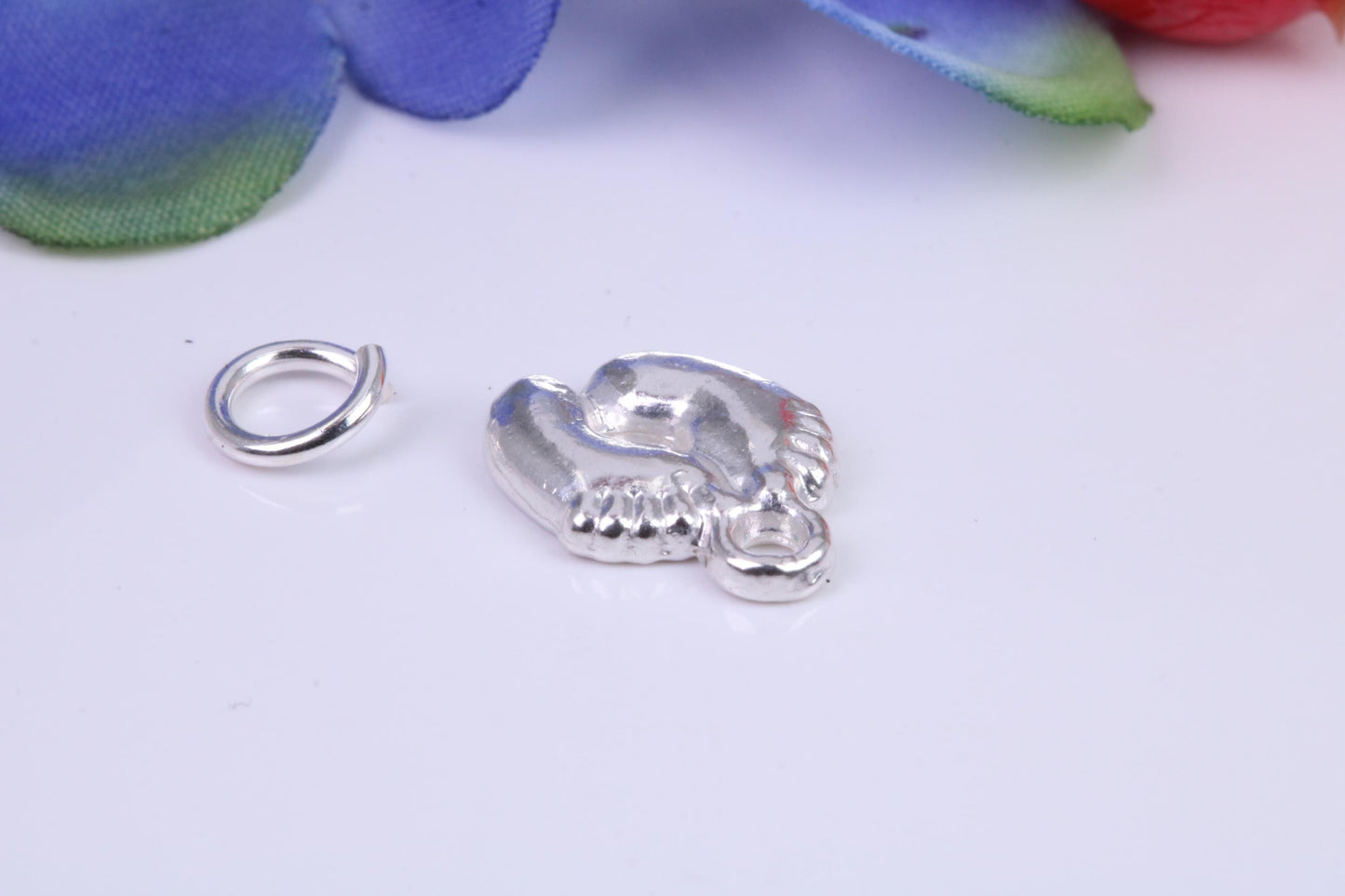 Feet Charm, Traditional Charm, Made from Solid Cast Silver