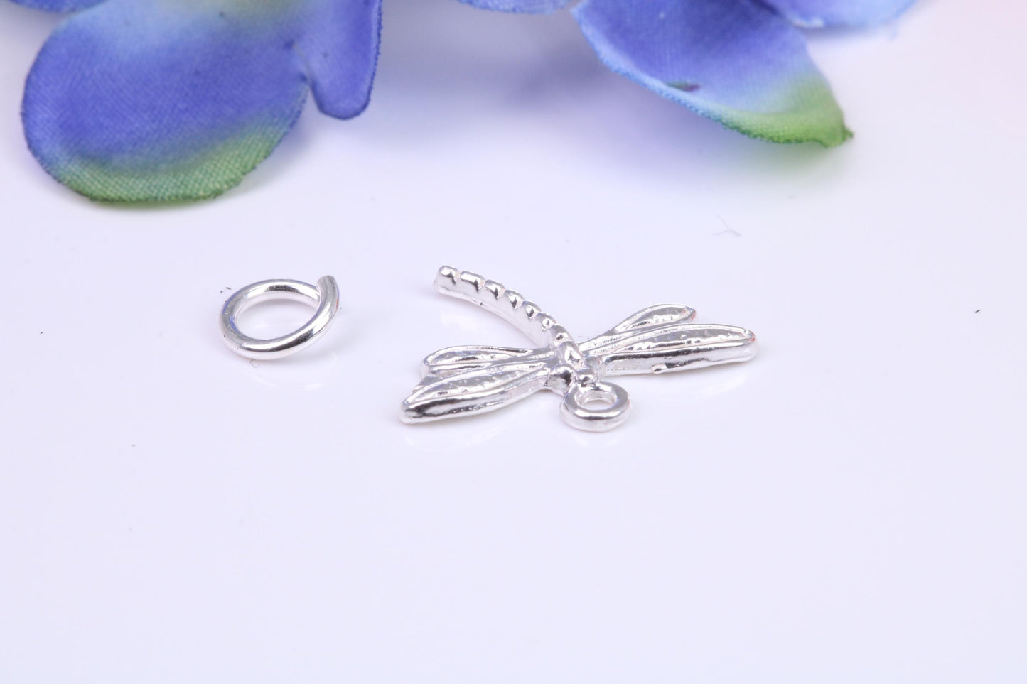 Dragonfly Charm, Traditional Three Dimensional Charm, Made from Solid Cast Silver