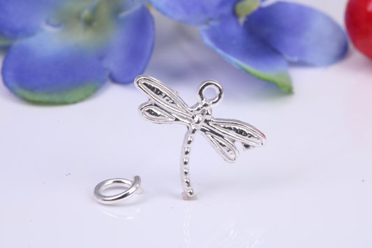 Dragonfly Charm, Traditional Three Dimensional Charm, Made from Solid Cast Silver