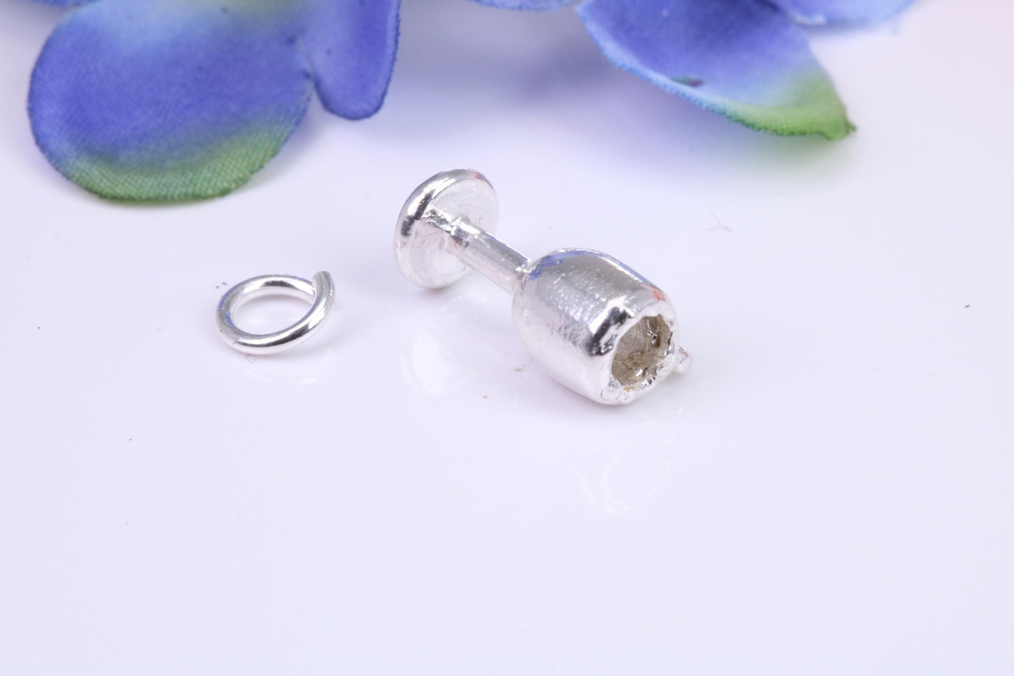 Wine Goblet Charm, Traditional Three Dimensional Charm, Made from Solid Cast Silver