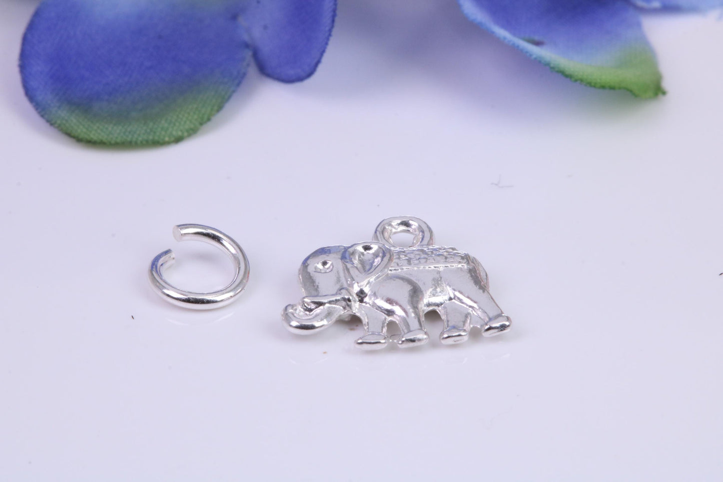 Indian Elephant Charm, Traditional Three Dimensional Charm, Made from Solid Cast Silver