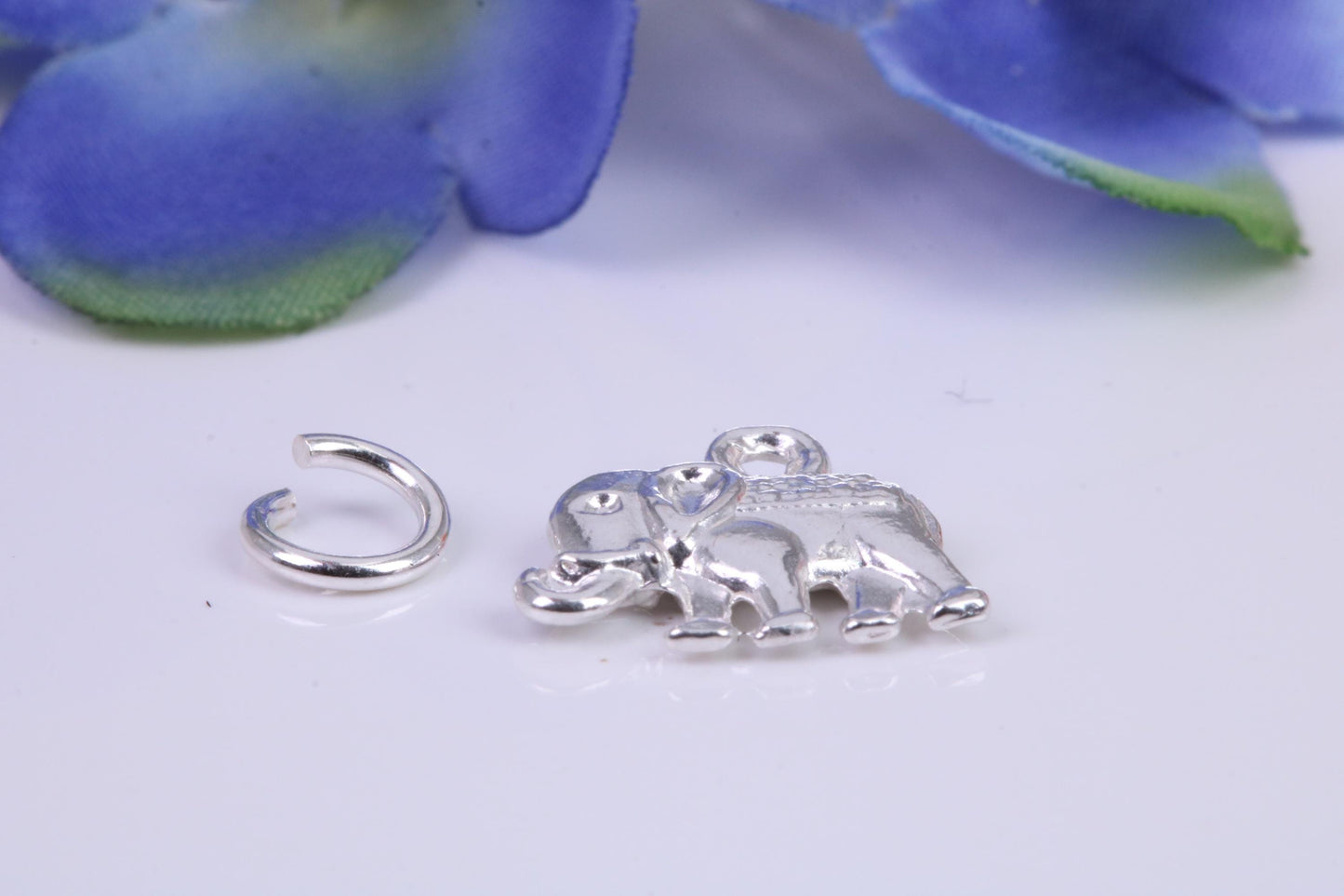 Indian Elephant Charm, Traditional Three Dimensional Charm, Made from Solid Cast Silver