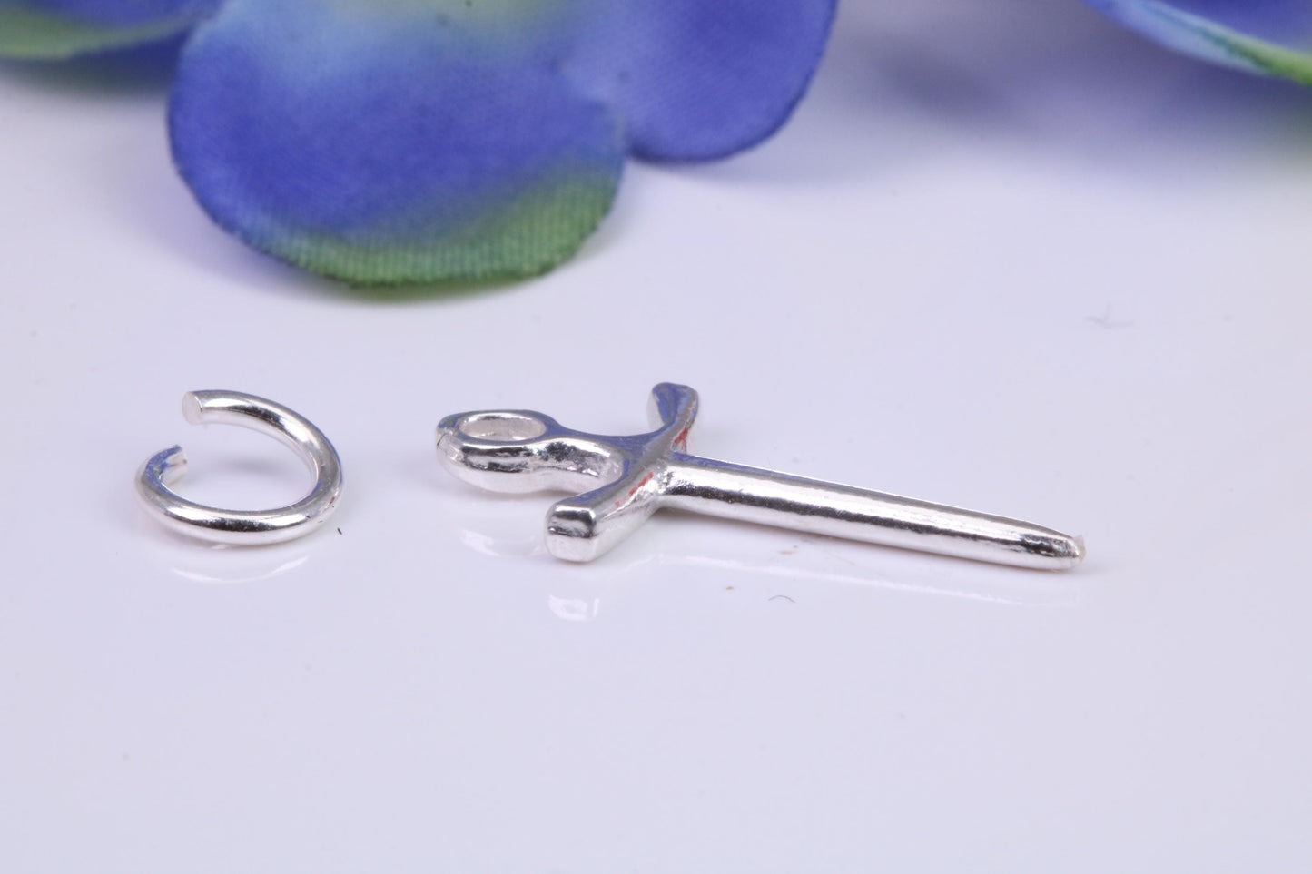 Sword Charm, Traditional Three Dimensional Charm, Made from Solid Cast Silver