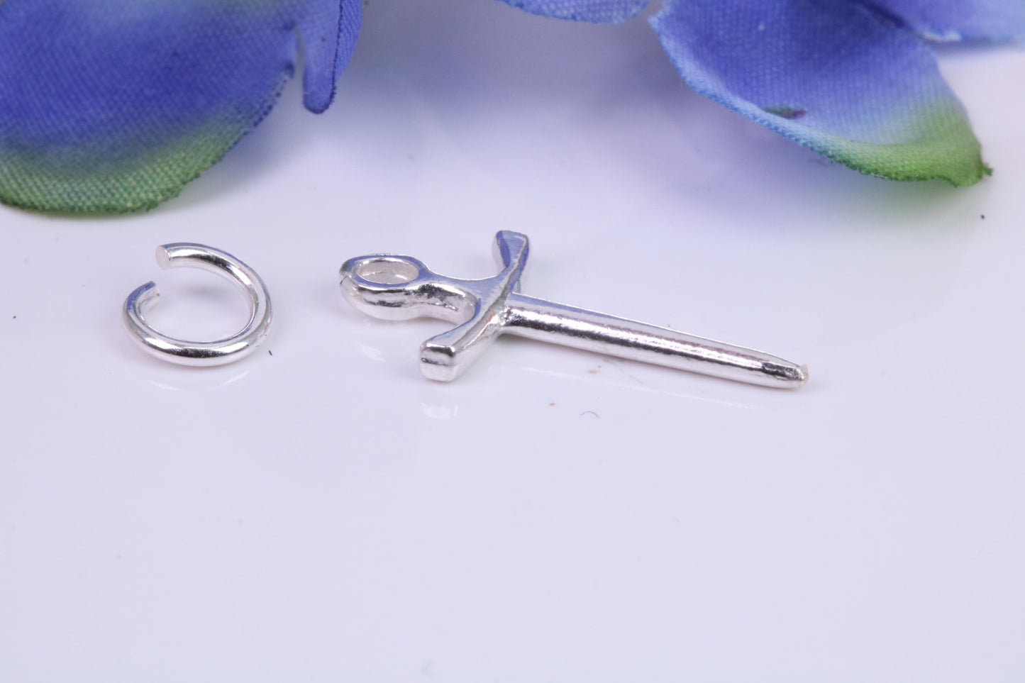 Sword Charm, Traditional Three Dimensional Charm, Made from Solid Cast Silver