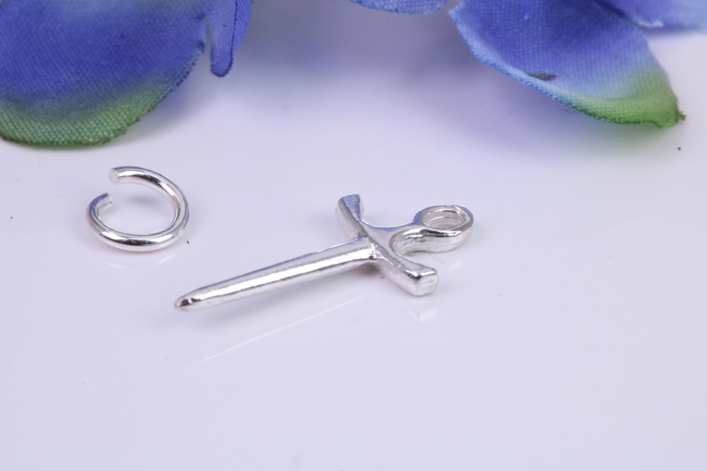 Sword Charm, Traditional Three Dimensional Charm, Made from Solid Cast Silver