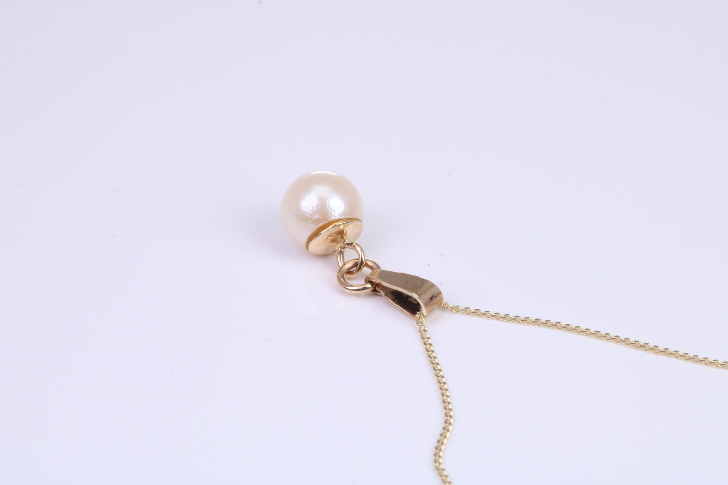 7 mm Round Natural Cultured Pearl Necklace set in Solid Yellow Gold Together with 16 Inch Yellow Gold Chain