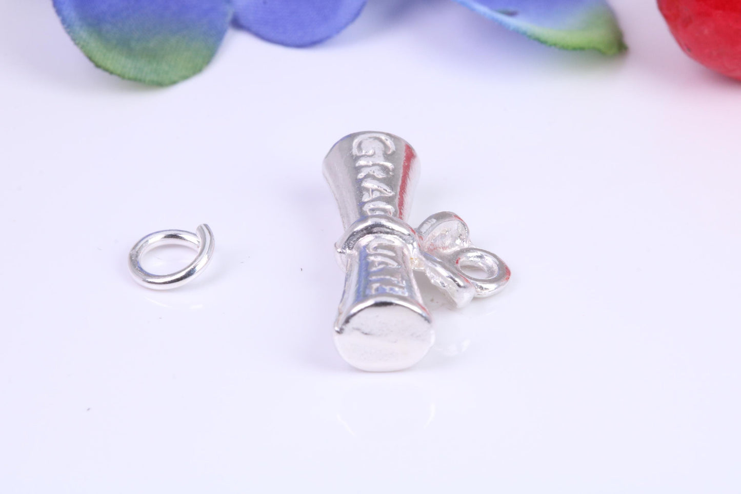 Graduation Charm, Traditional Three Dimensional Charm, Made From Solid Cast Silver