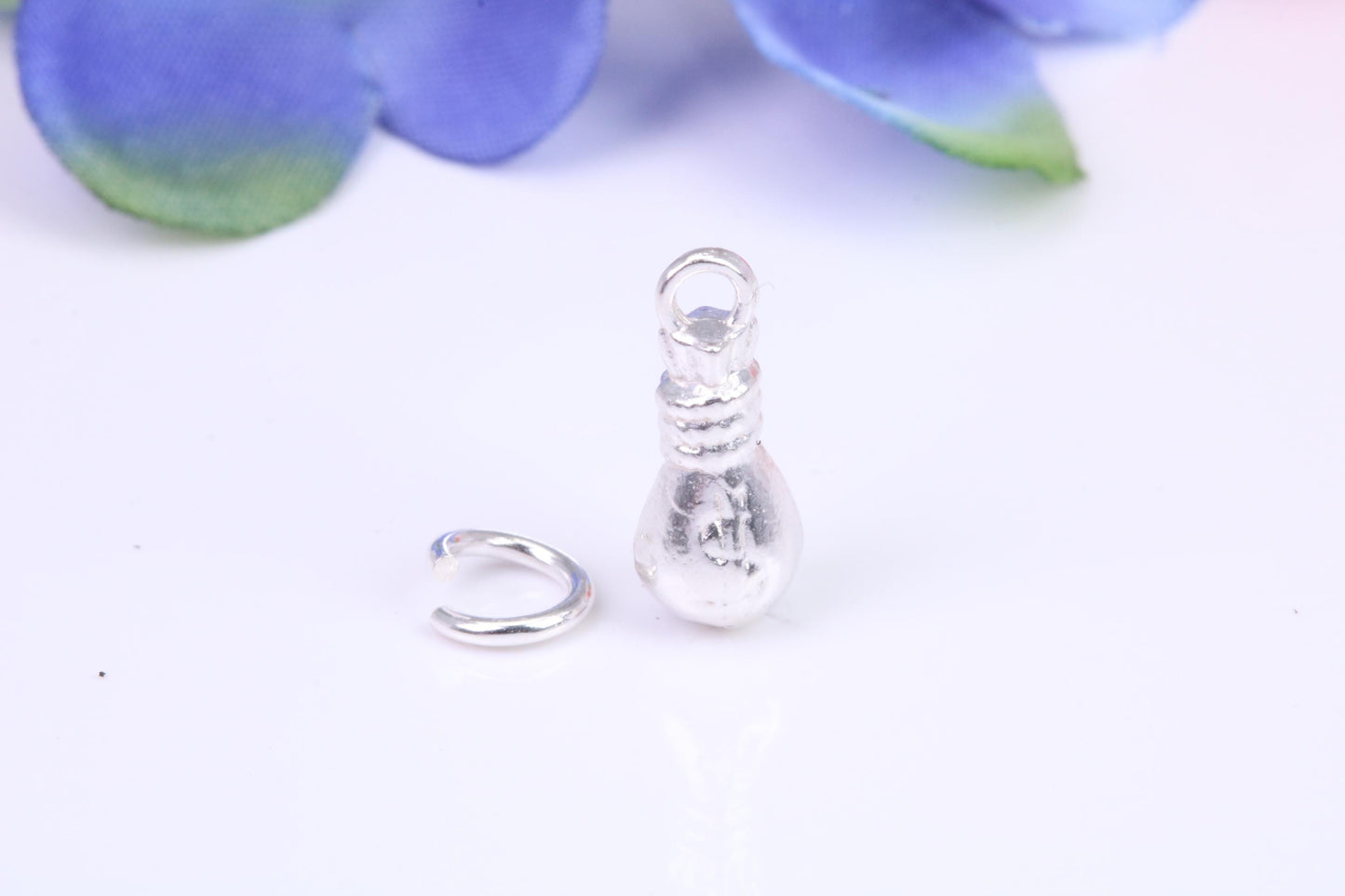 Bag of Money Charm, Traditional Three Dimensional Charm, Made from Solid Cast Silver