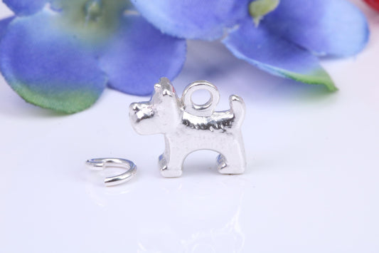 Dog Charm, Traditional Three Dimensional Charm, Made from Solid Cast Silver