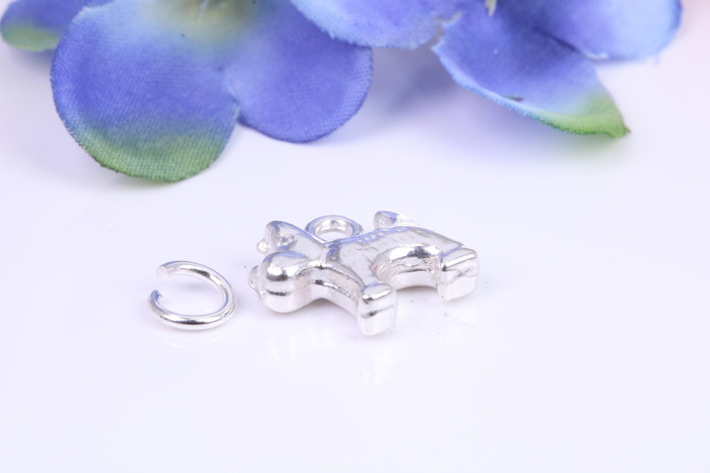Dog Charm, Traditional Three Dimensional Charm, Made from Solid Cast Silver