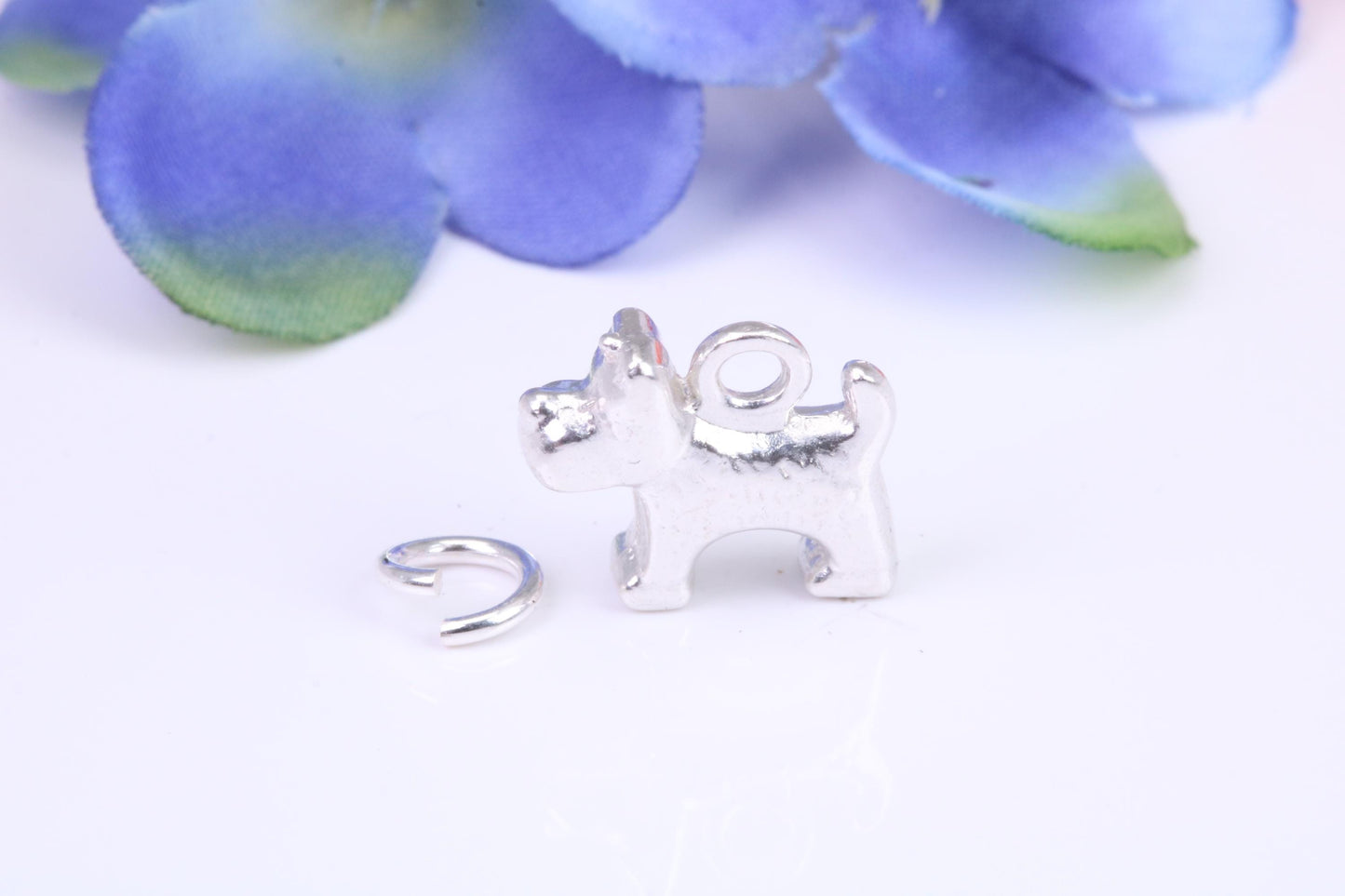Dog Charm, Traditional Three Dimensional Charm, Made from Solid Cast Silver