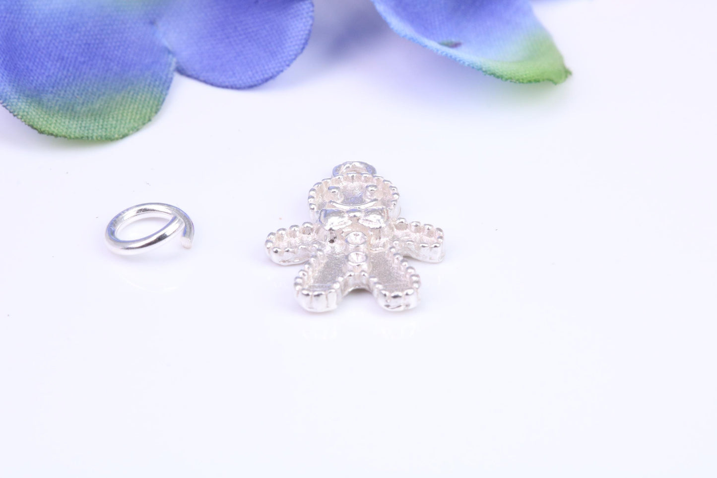 Gingerbread Man Charm, Traditional Three Dimensional Charm, Made from Solid Cast Silver