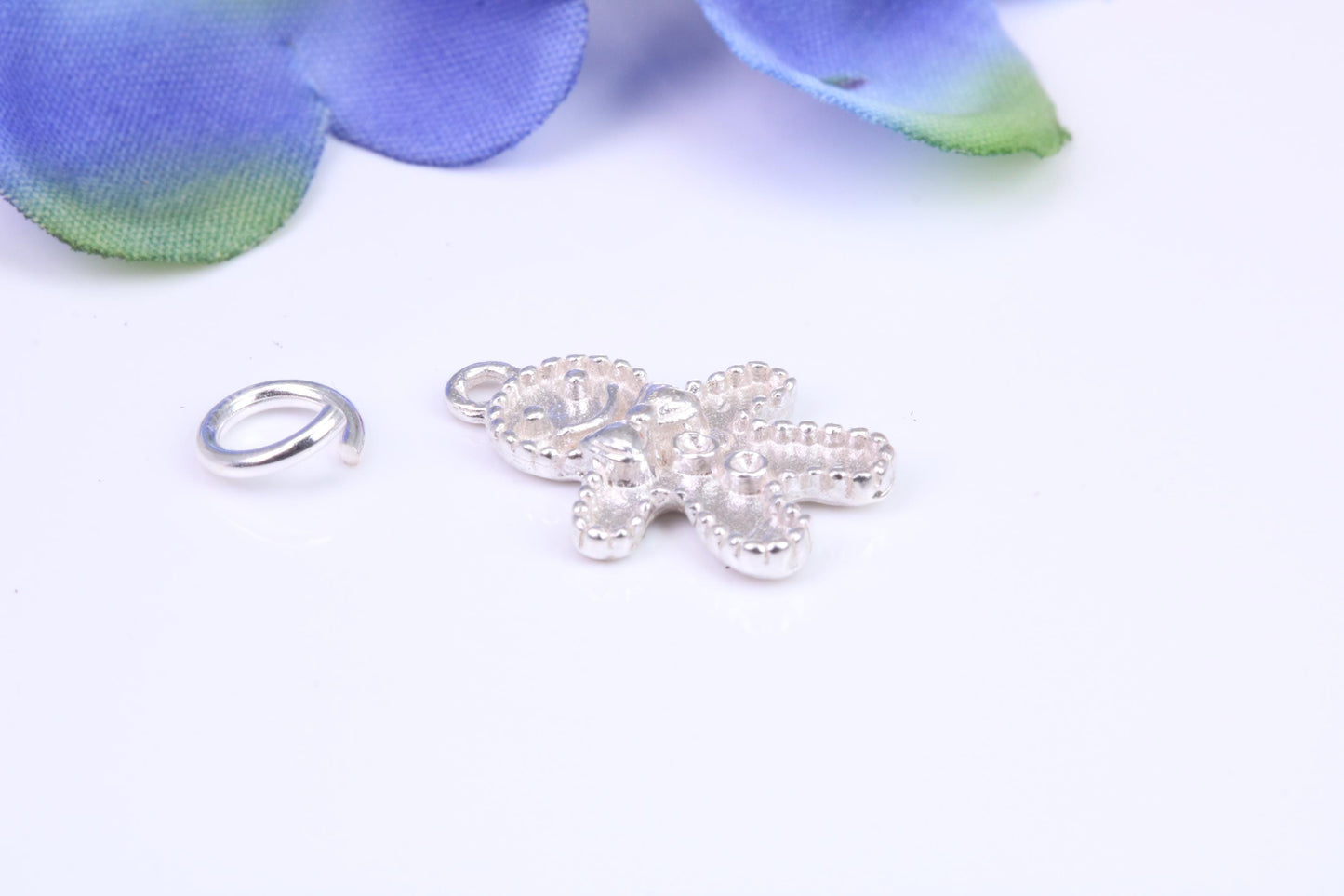 Gingerbread Man Charm, Traditional Three Dimensional Charm, Made from Solid Cast Silver