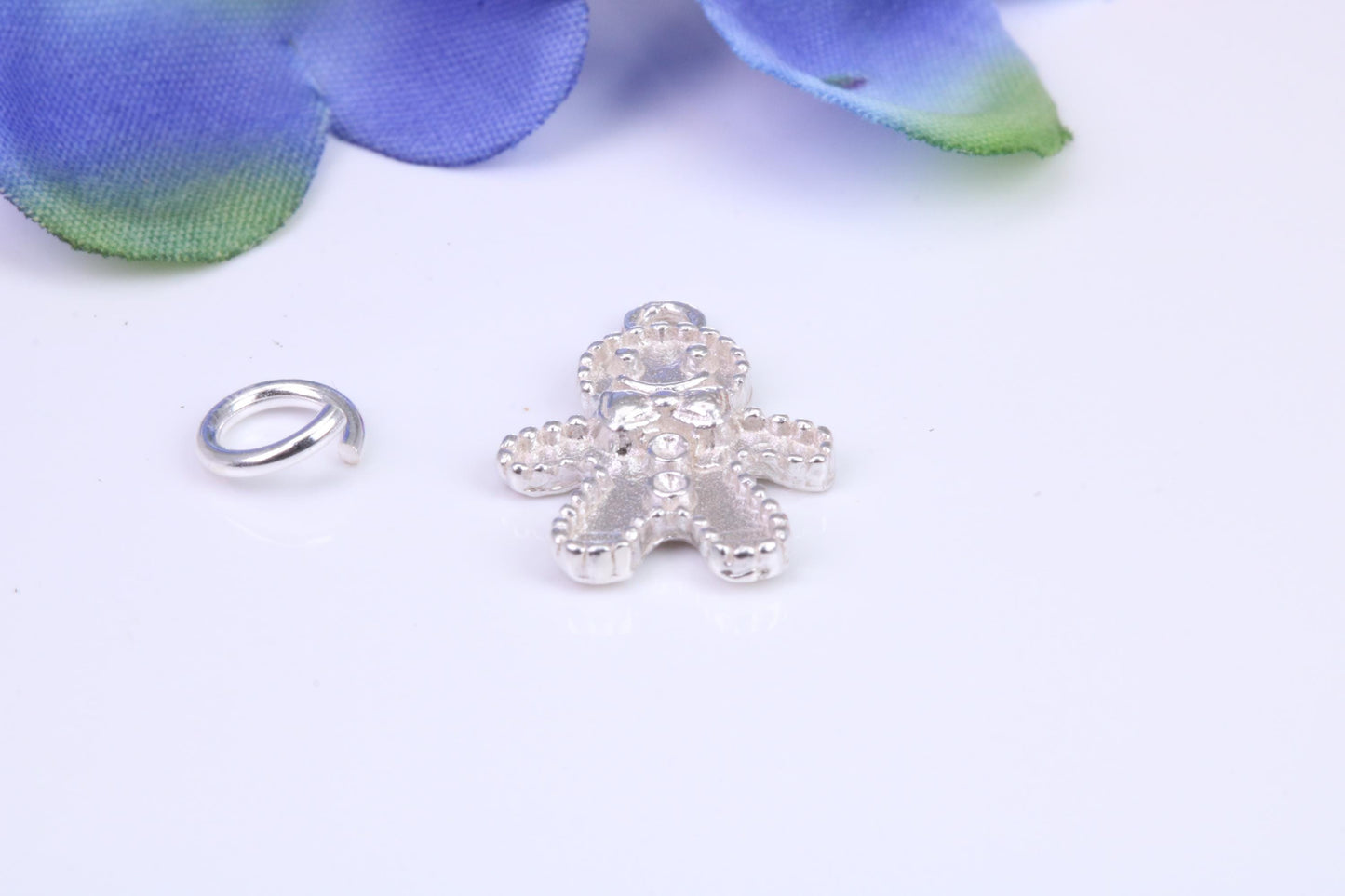 Gingerbread Man Charm, Traditional Three Dimensional Charm, Made from Solid Cast Silver