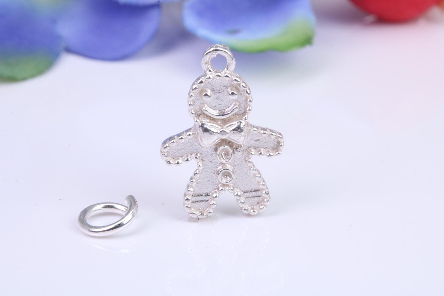 Gingerbread Man Charm, Traditional Three Dimensional Charm, Made from Solid Cast Silver