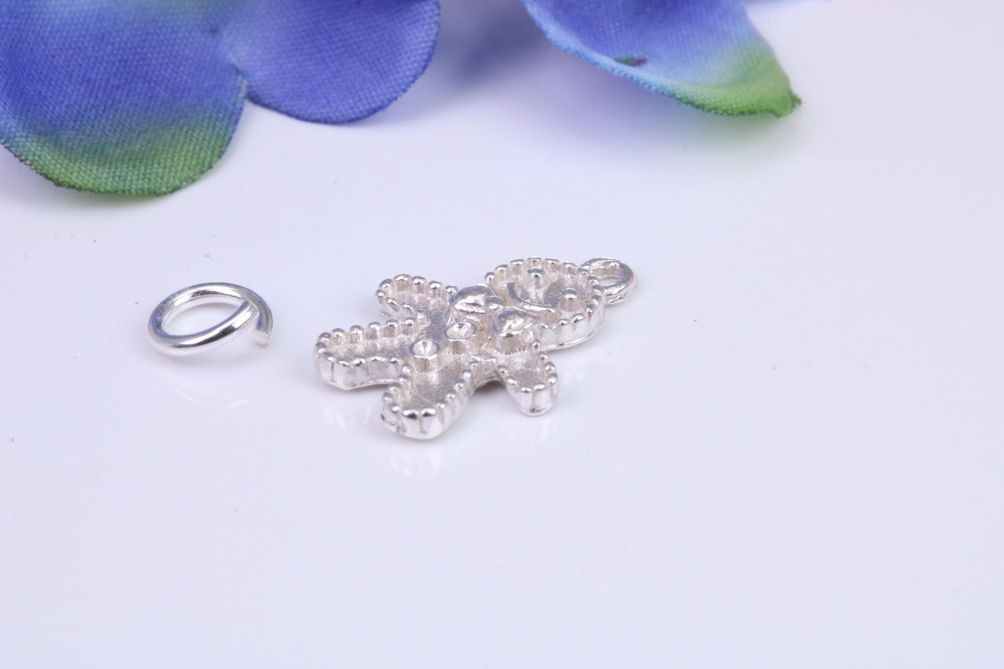Gingerbread Man Charm, Traditional Three Dimensional Charm, Made from Solid Cast Silver