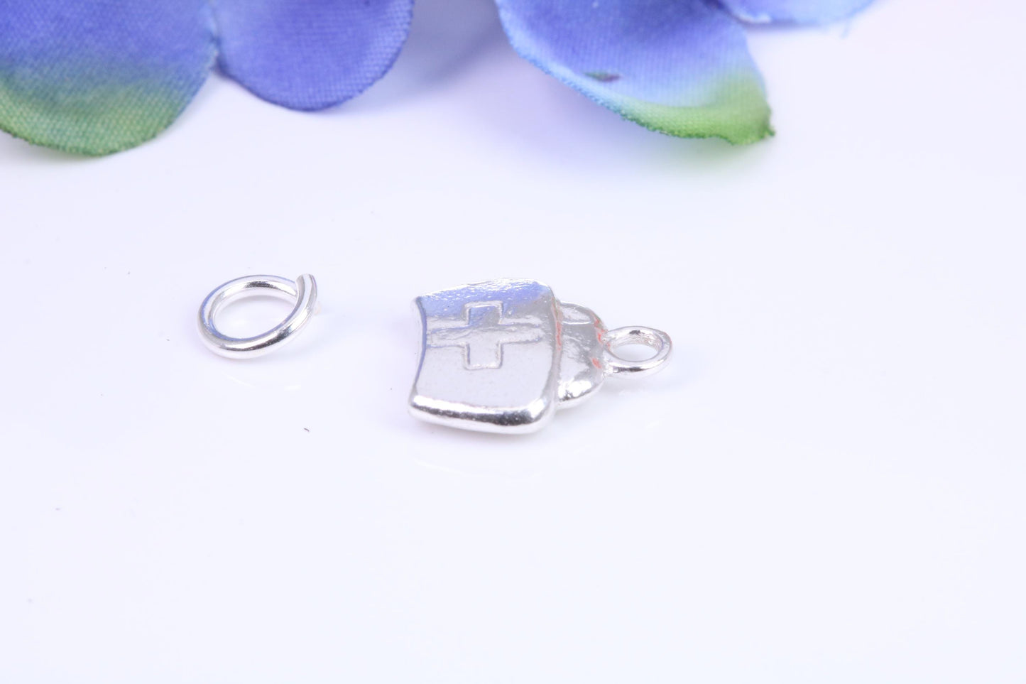 First Aid Case Charm, Traditional Three Dimensional Charm, Made from Solid Cast Silver