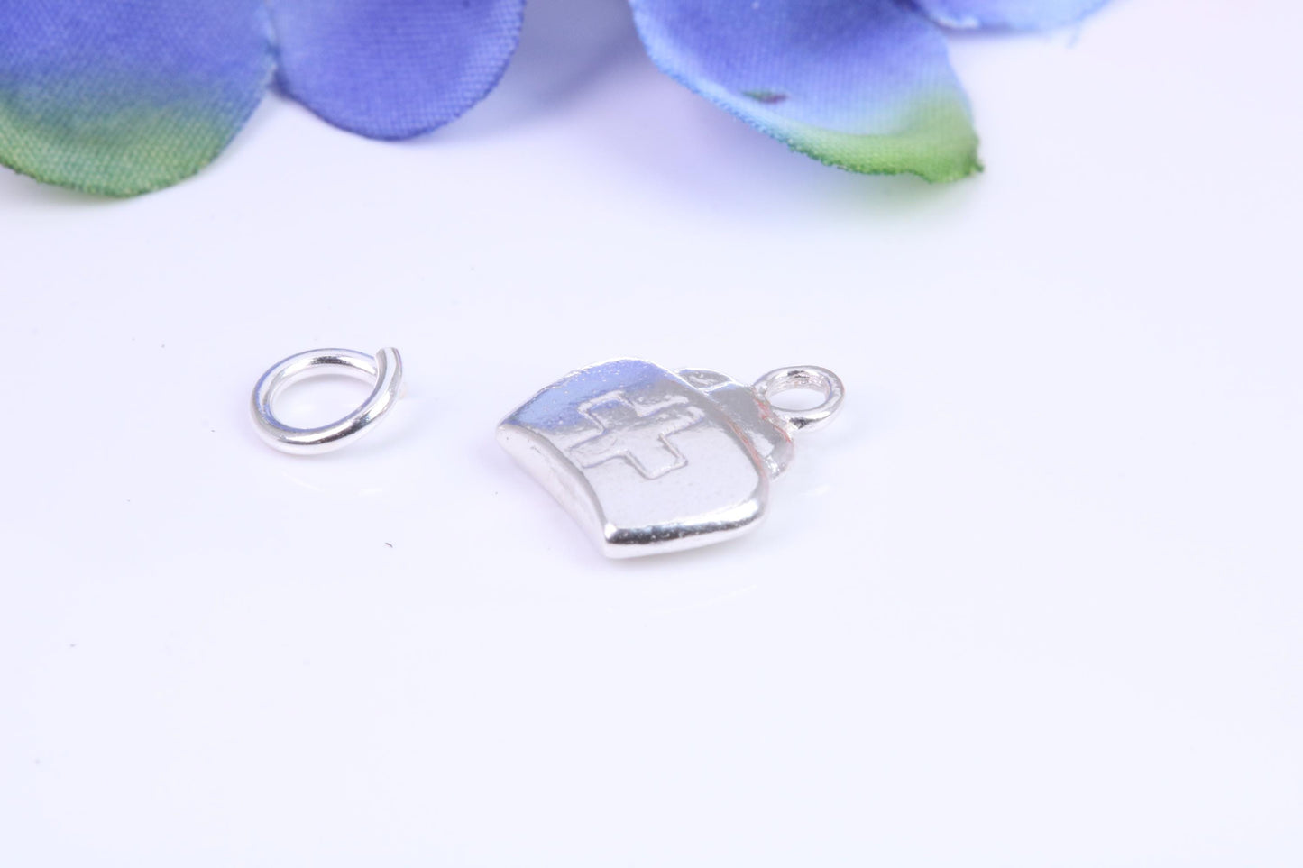 First Aid Case Charm, Traditional Three Dimensional Charm, Made from Solid Cast Silver