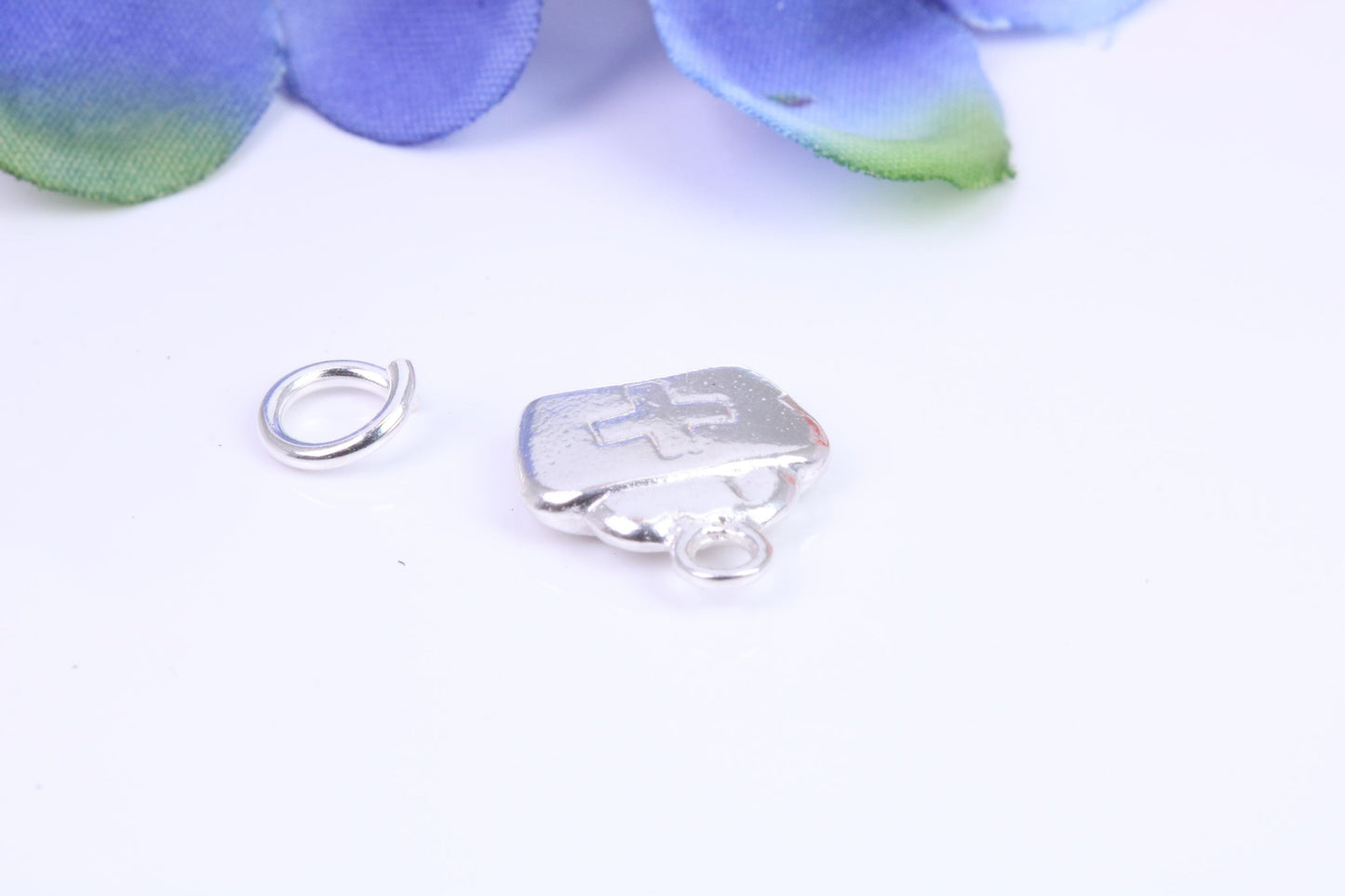 First Aid Case Charm, Traditional Three Dimensional Charm, Made from Solid Cast Silver