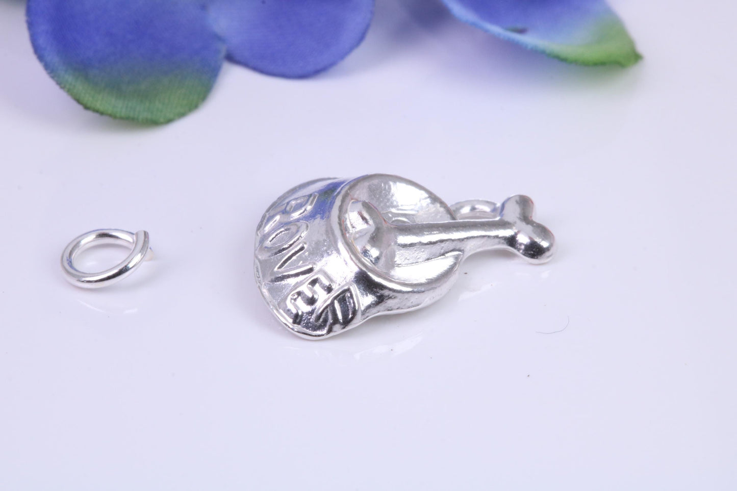 Dog Bowl Charm, Traditional Three Dimensional Charm, Made from Solid Cast Silver