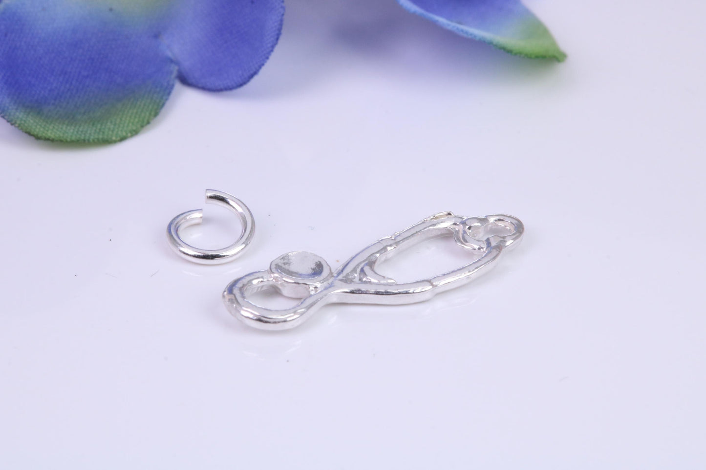 Stethoscope Charm, Traditional Three Dimensional Charm, Made from Solid Cast Silver
