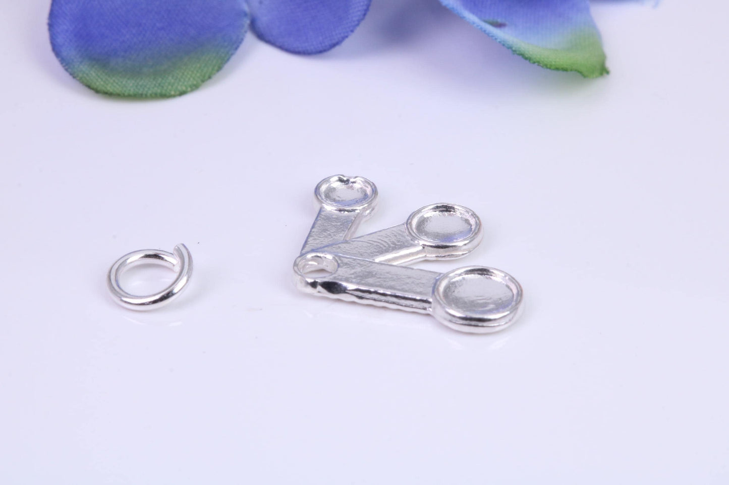 Measuring Spoons Charm, Traditional Three Dimensional Charm, Made From Solid Cast Silver