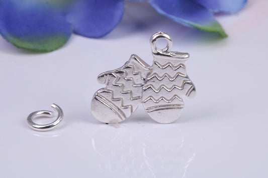Oven Gloves Charm, Traditional Three Dimensional Charm, Made from Solid Cast Silver