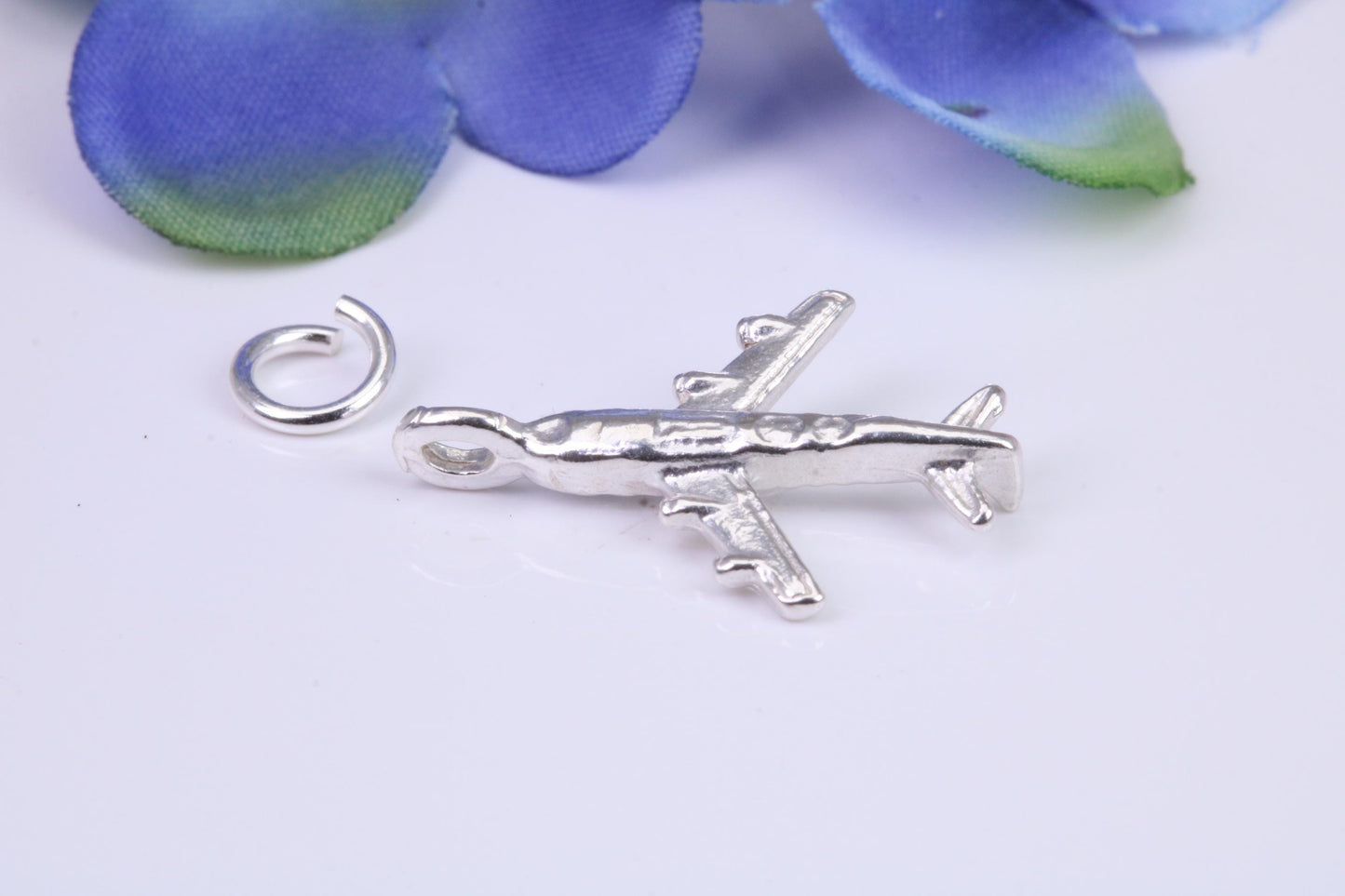 Airplane Charm, Traditional Three Dimensional Charm, Made from Solid Cast Silver