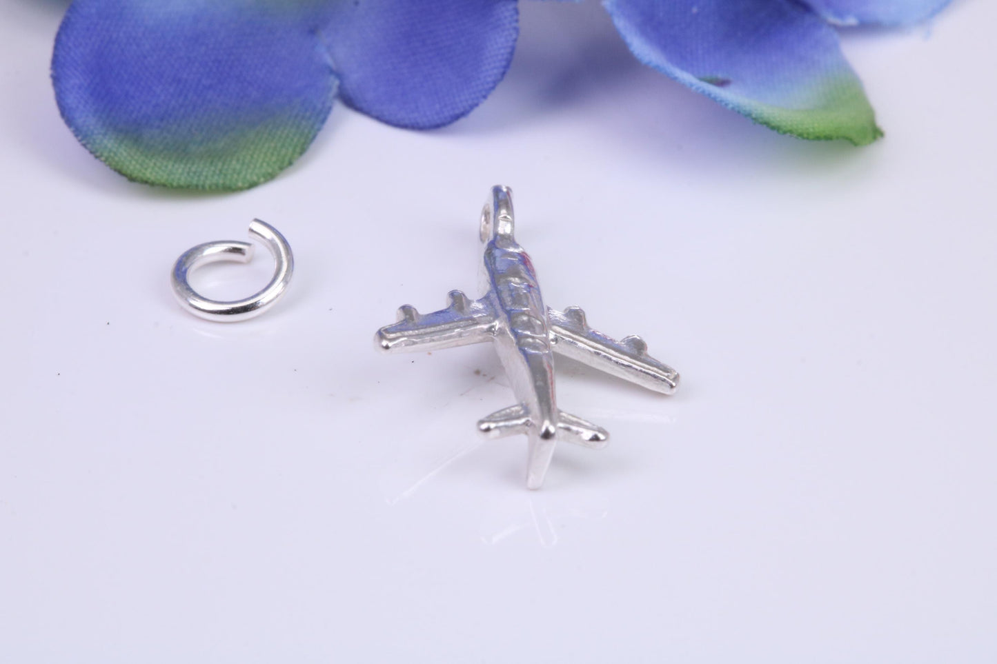 Airplane Charm, Traditional Three Dimensional Charm, Made from Solid Cast Silver