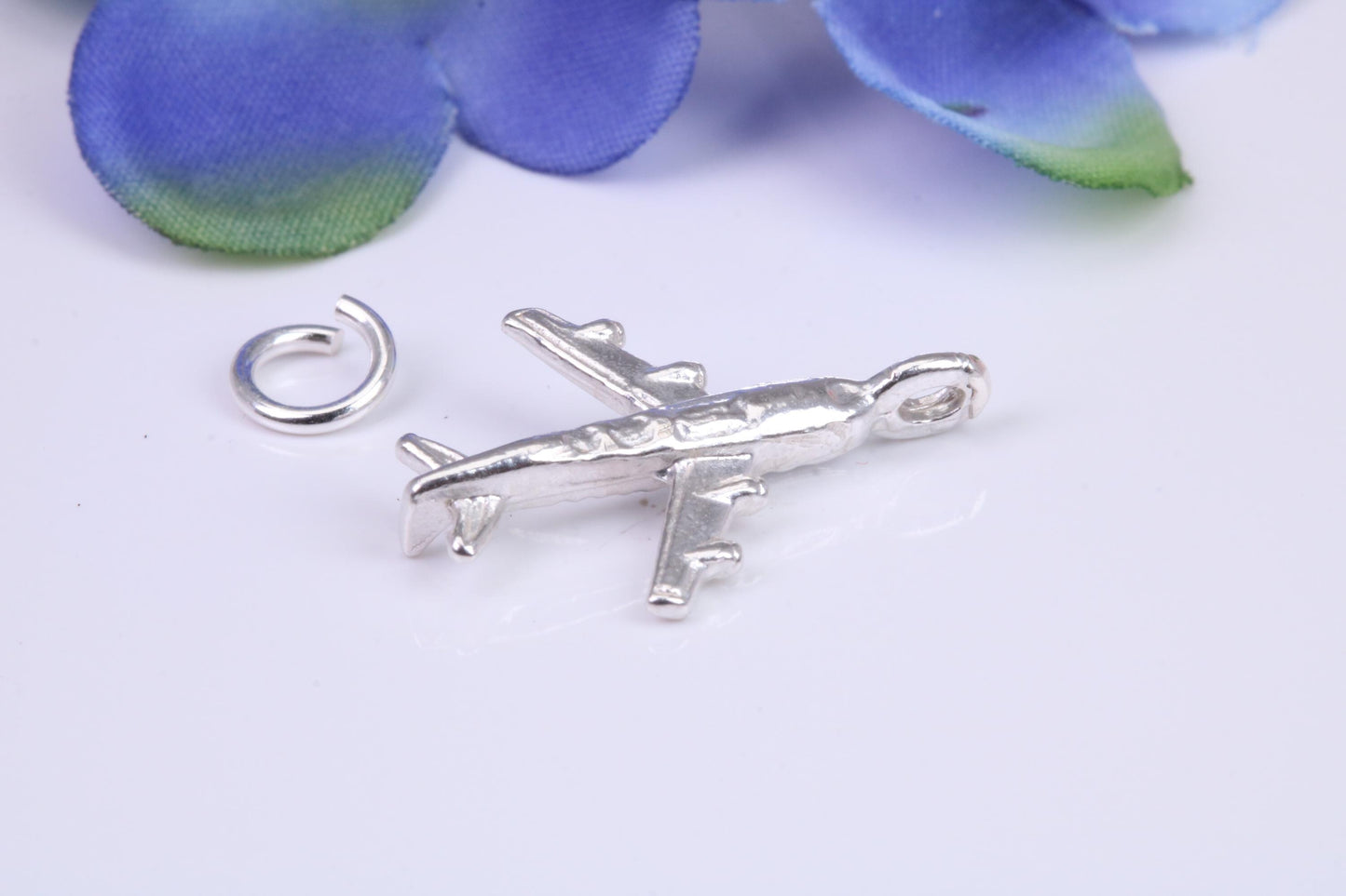Airplane Charm, Traditional Three Dimensional Charm, Made from Solid Cast Silver