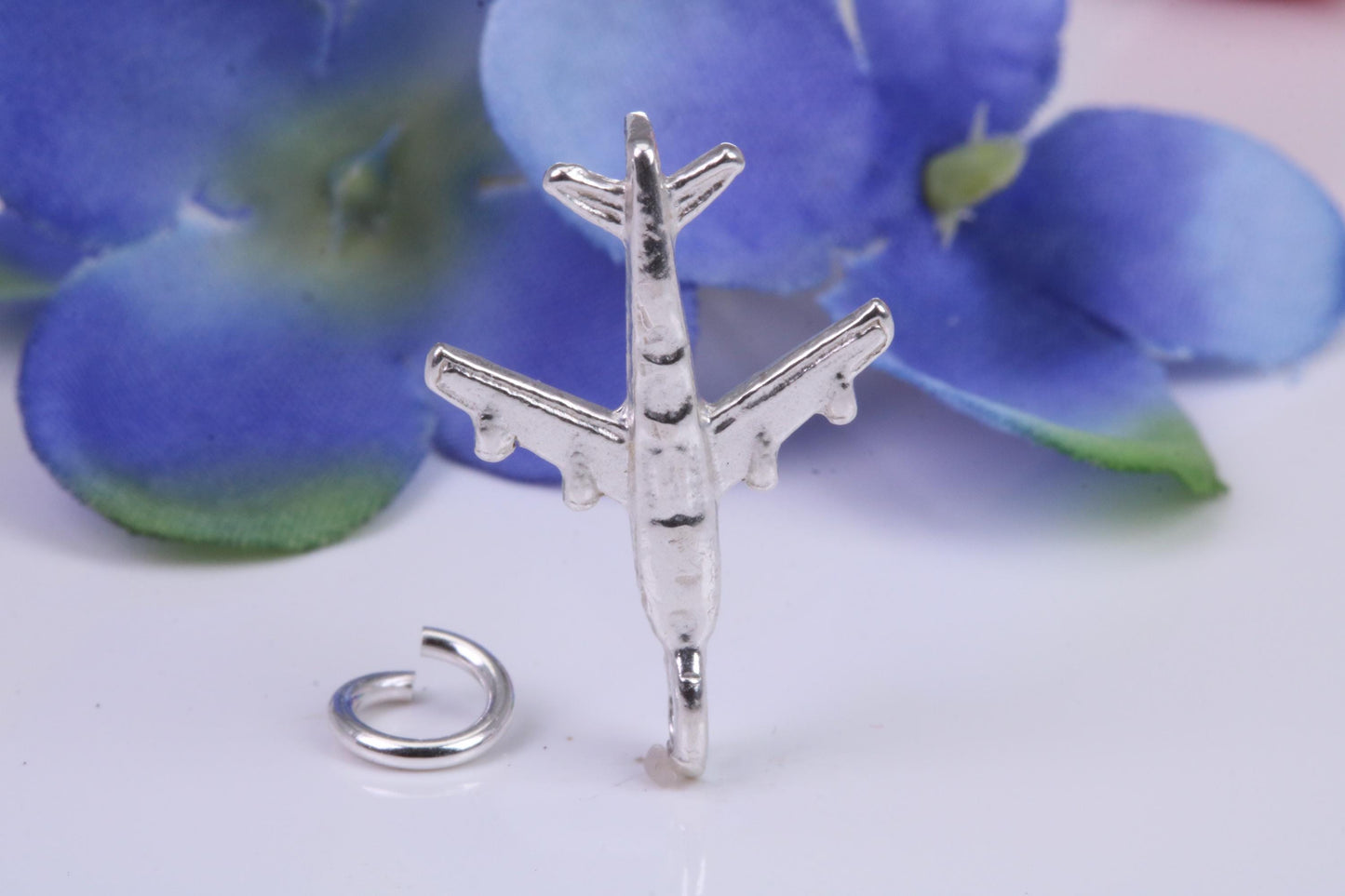Airplane Charm, Traditional Three Dimensional Charm, Made from Solid Cast Silver