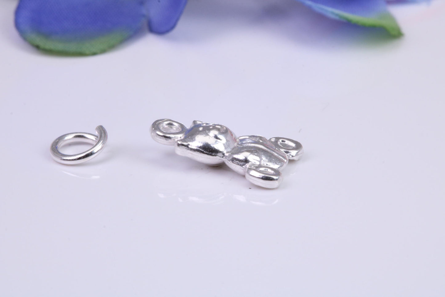 Teddy Bear Charm, Traditional Three Dimensional Charm, Made from Solid Cast Silver