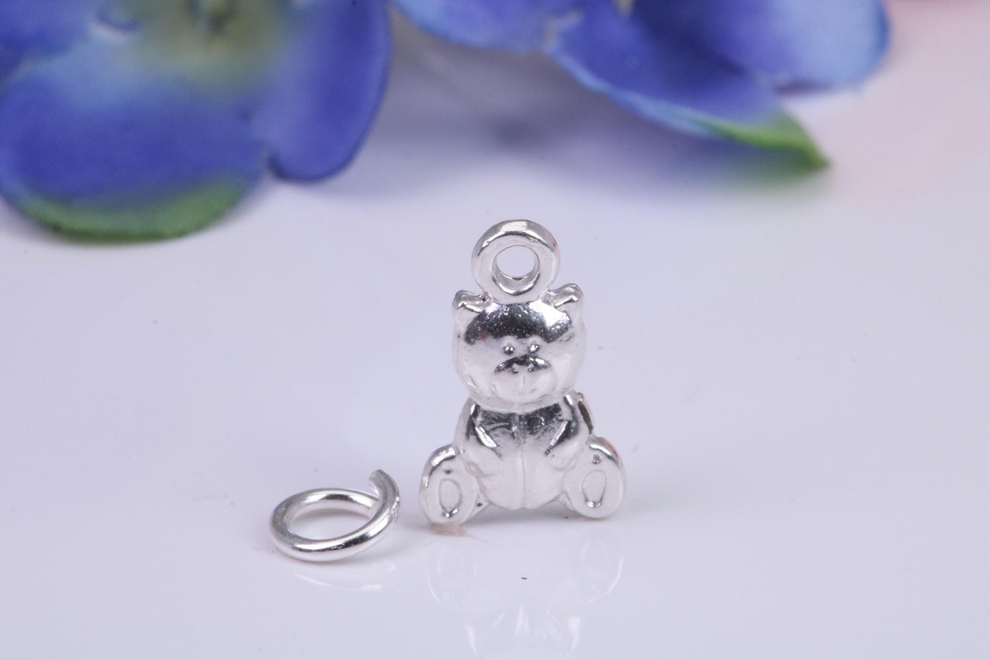 Teddy Bear Charm, Traditional Three Dimensional Charm, Made from Solid Cast Silver