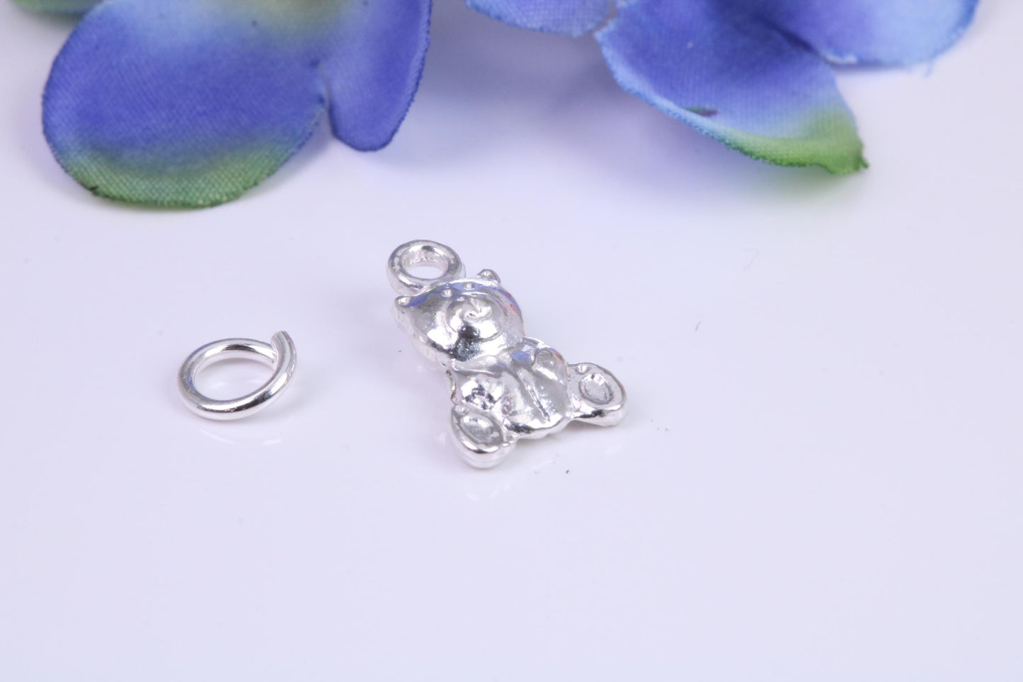 Teddy Bear Charm, Traditional Three Dimensional Charm, Made from Solid Cast Silver
