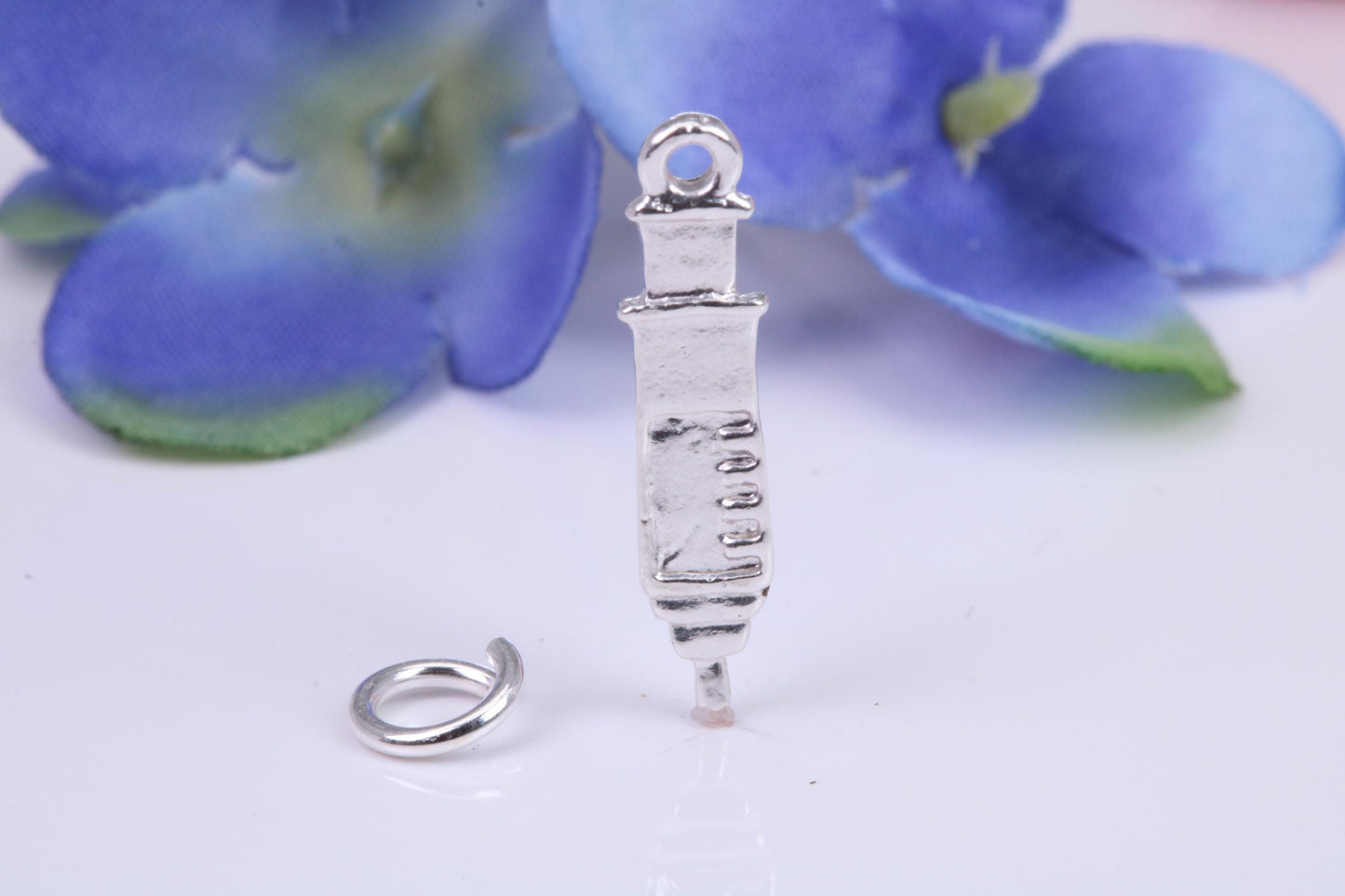 Syringe Charm, Traditional Charm, Made from Solid Cast Silver