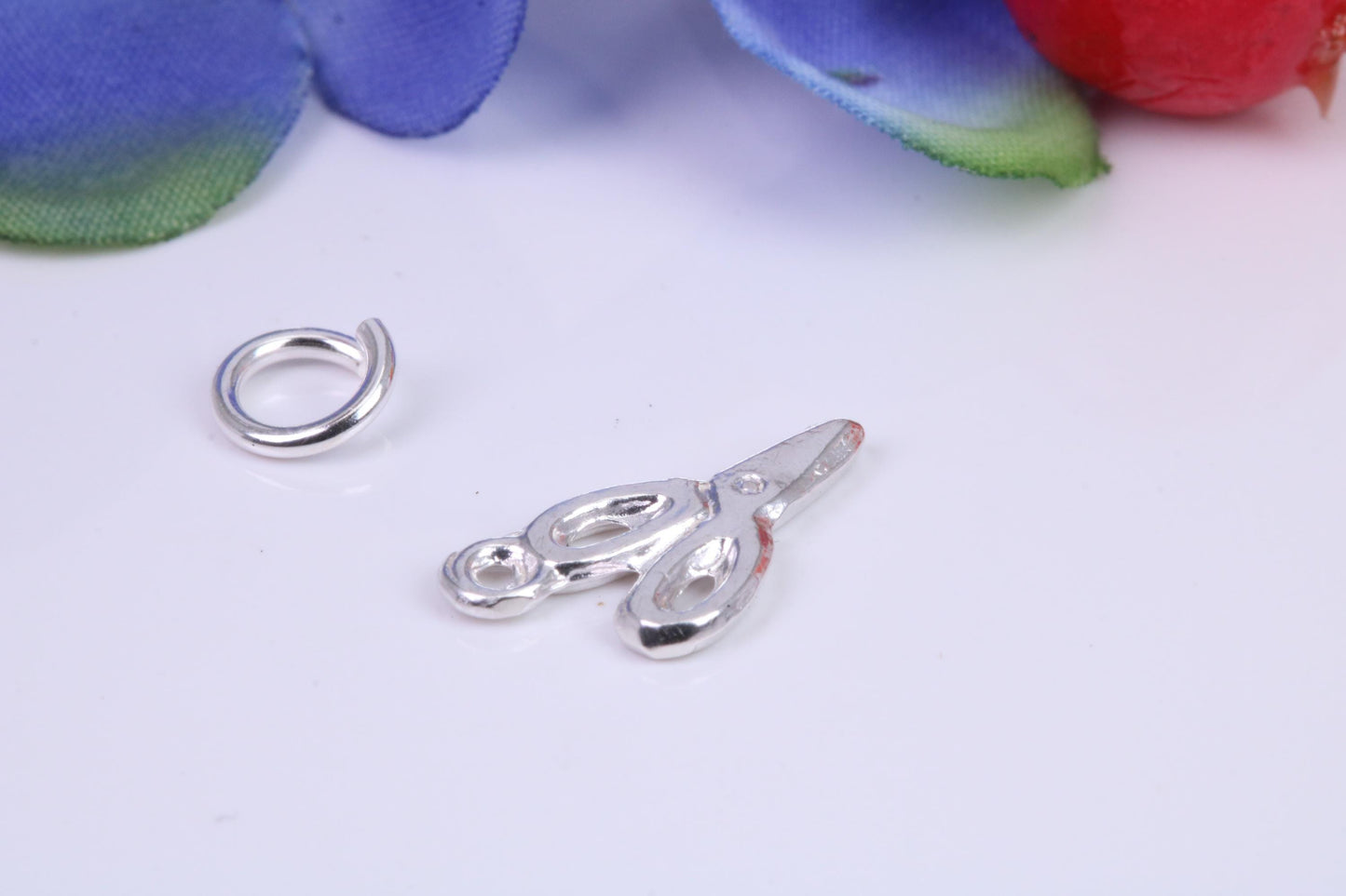 Scissor Charm, Traditional Three Dimensional Charm, Made from Solid Cast Silver