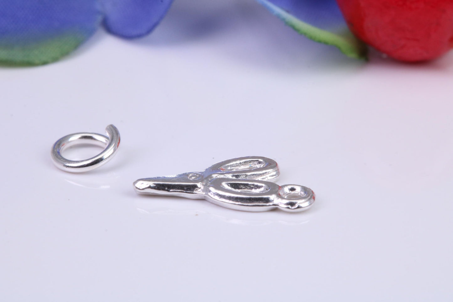Scissor Charm, Traditional Three Dimensional Charm, Made from Solid Cast Silver