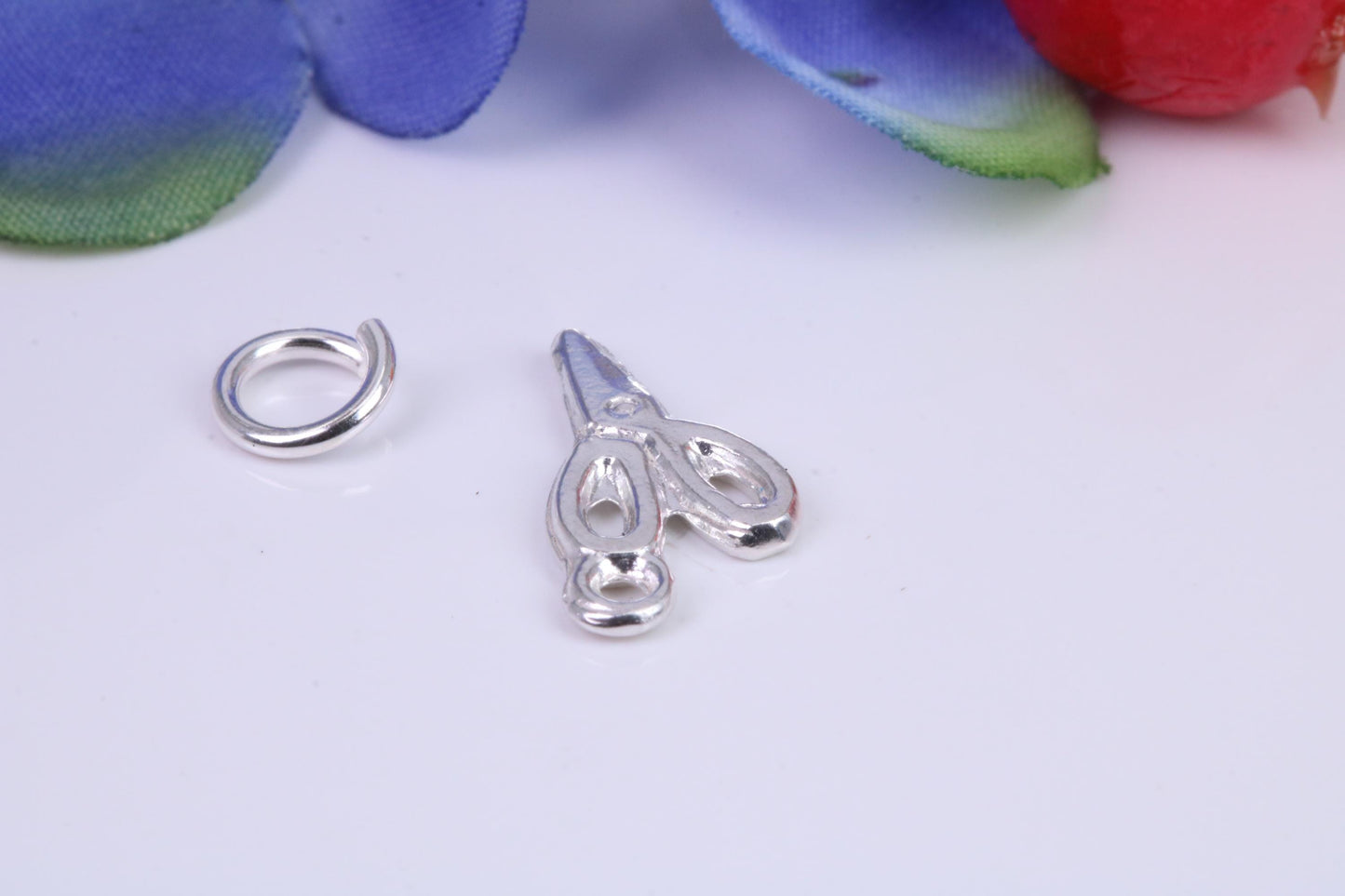 Scissor Charm, Traditional Three Dimensional Charm, Made from Solid Cast Silver