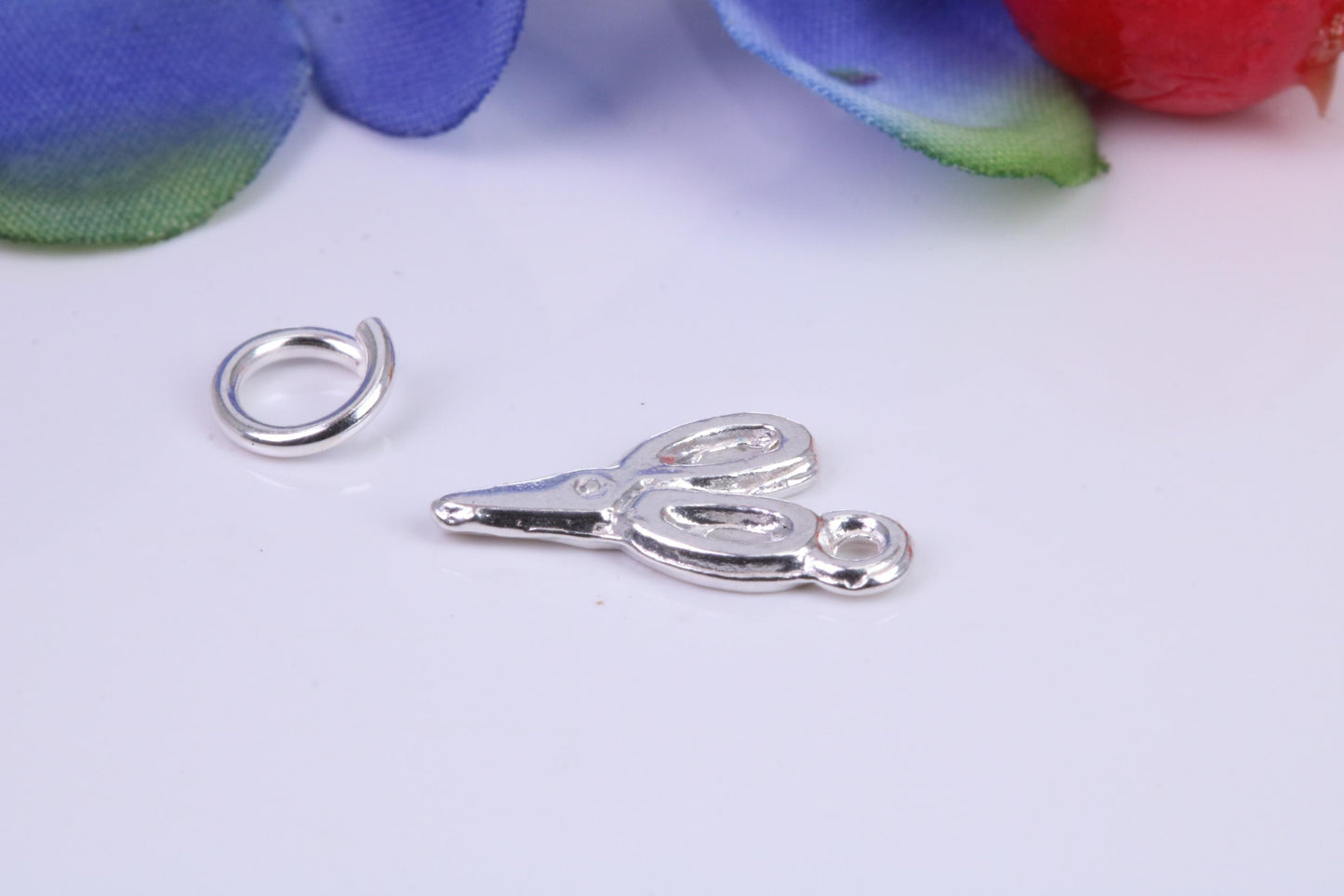 Scissor Charm, Traditional Three Dimensional Charm, Made from Solid Cast Silver