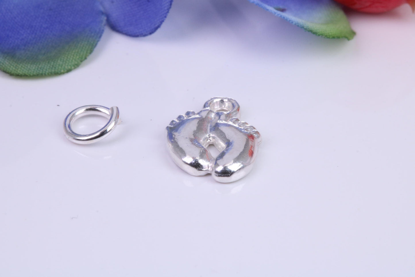 Feet Charm, Traditional Charm, Made from Solid Cast Silver
