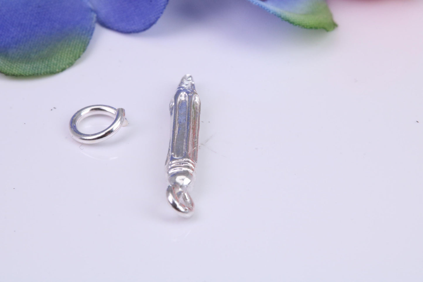Dentist Drill Charm, Traditional Three Dimensional Charm, Made from Solid Cast Silver