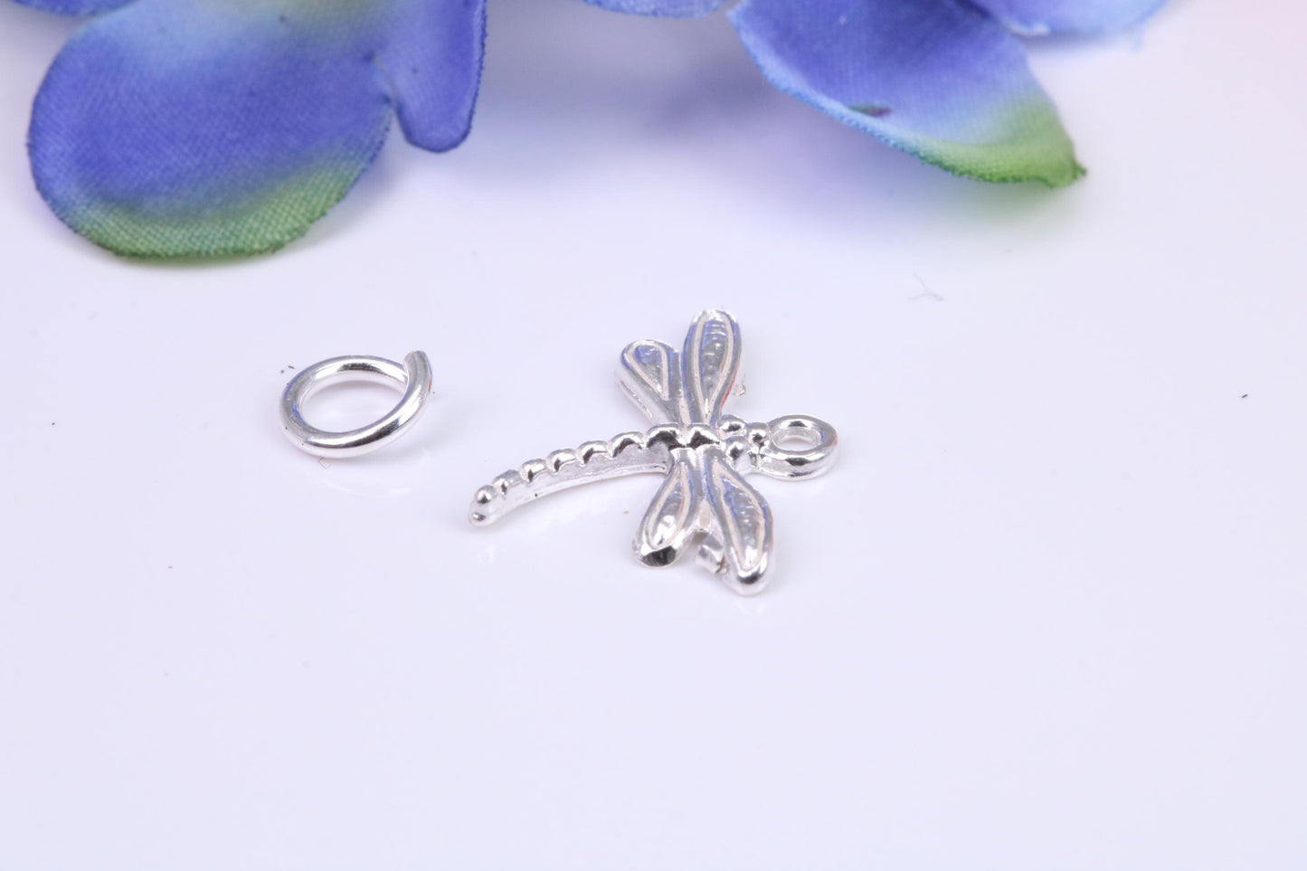 Dragonfly Charm, Traditional Three Dimensional Charm, Made from Solid Cast Silver