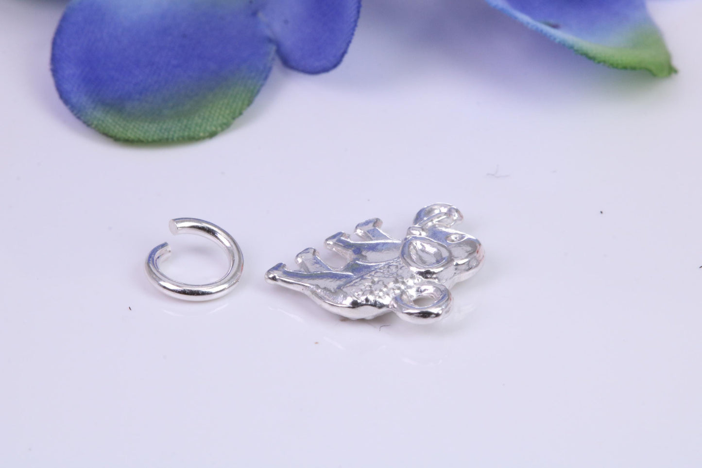 Indian Elephant Charm, Traditional Three Dimensional Charm, Made from Solid Cast Silver