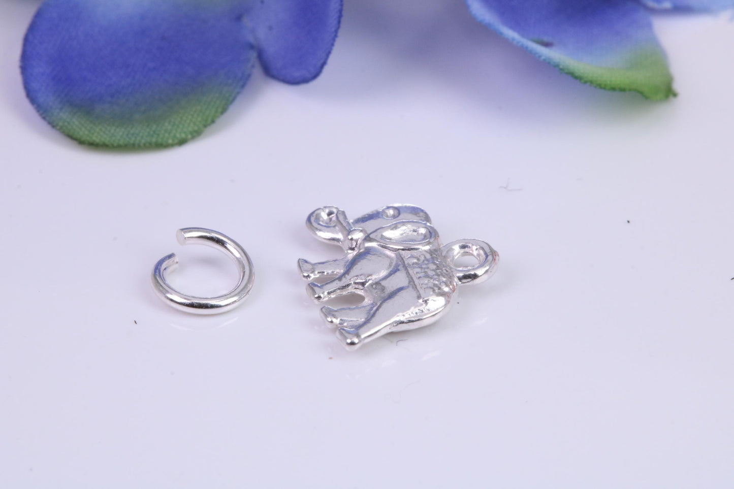 Indian Elephant Charm, Traditional Three Dimensional Charm, Made from Solid Cast Silver