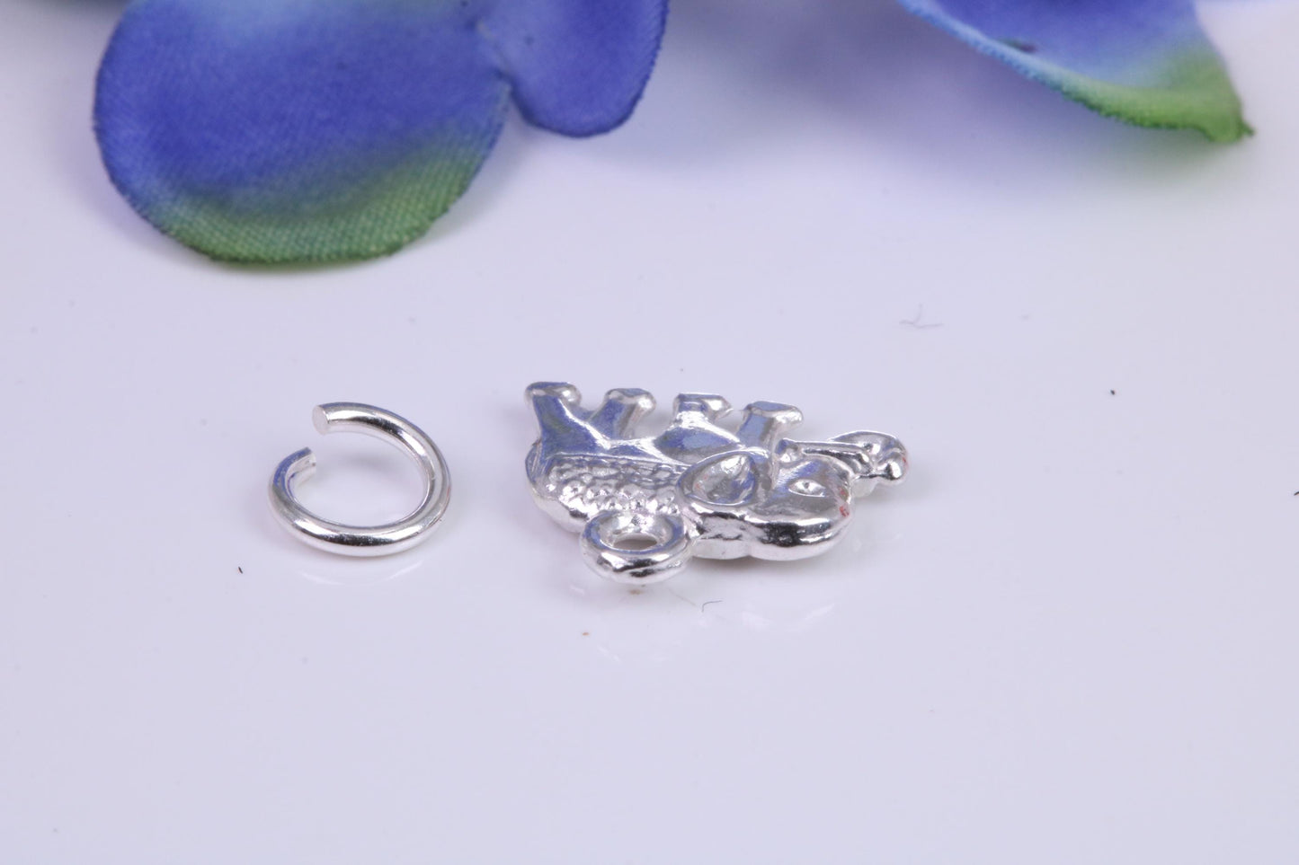 Indian Elephant Charm, Traditional Three Dimensional Charm, Made from Solid Cast Silver