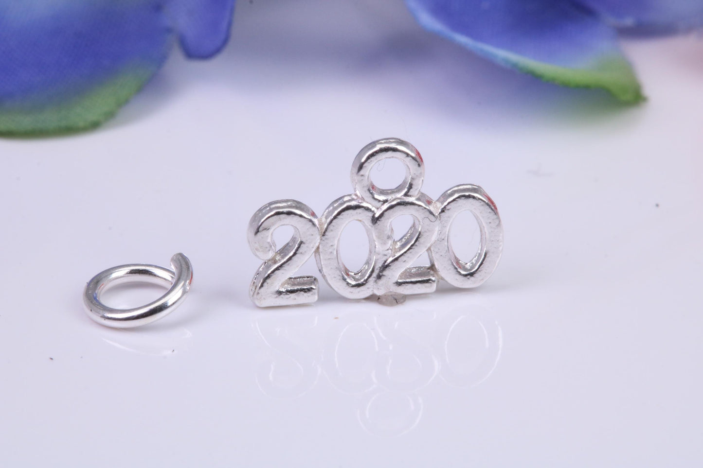 Year 2020 Charm, Traditional Three Dimensional Charm, Made from Solid Cast Silver